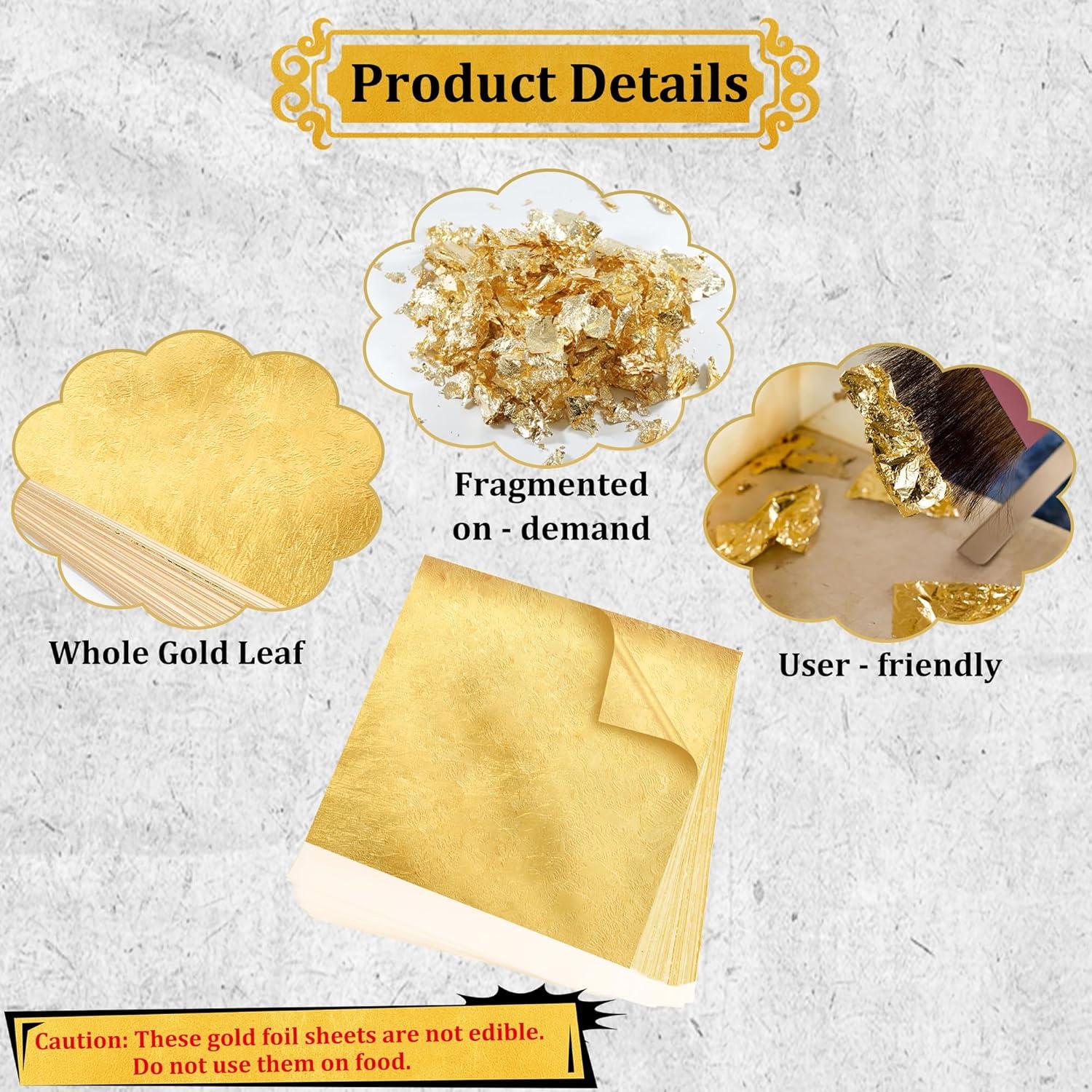 300 Hojas de Hoja de Oro Nuesaurd 13cm para Manualidades