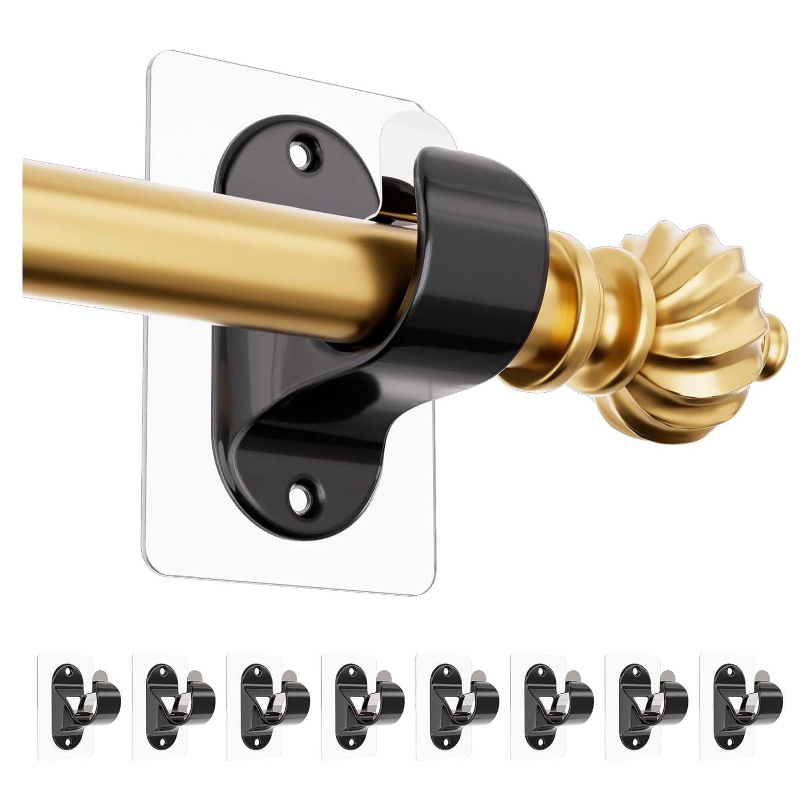 Soportes para Varillas de Cortina MUAKIOY 8 Paquetes Negros