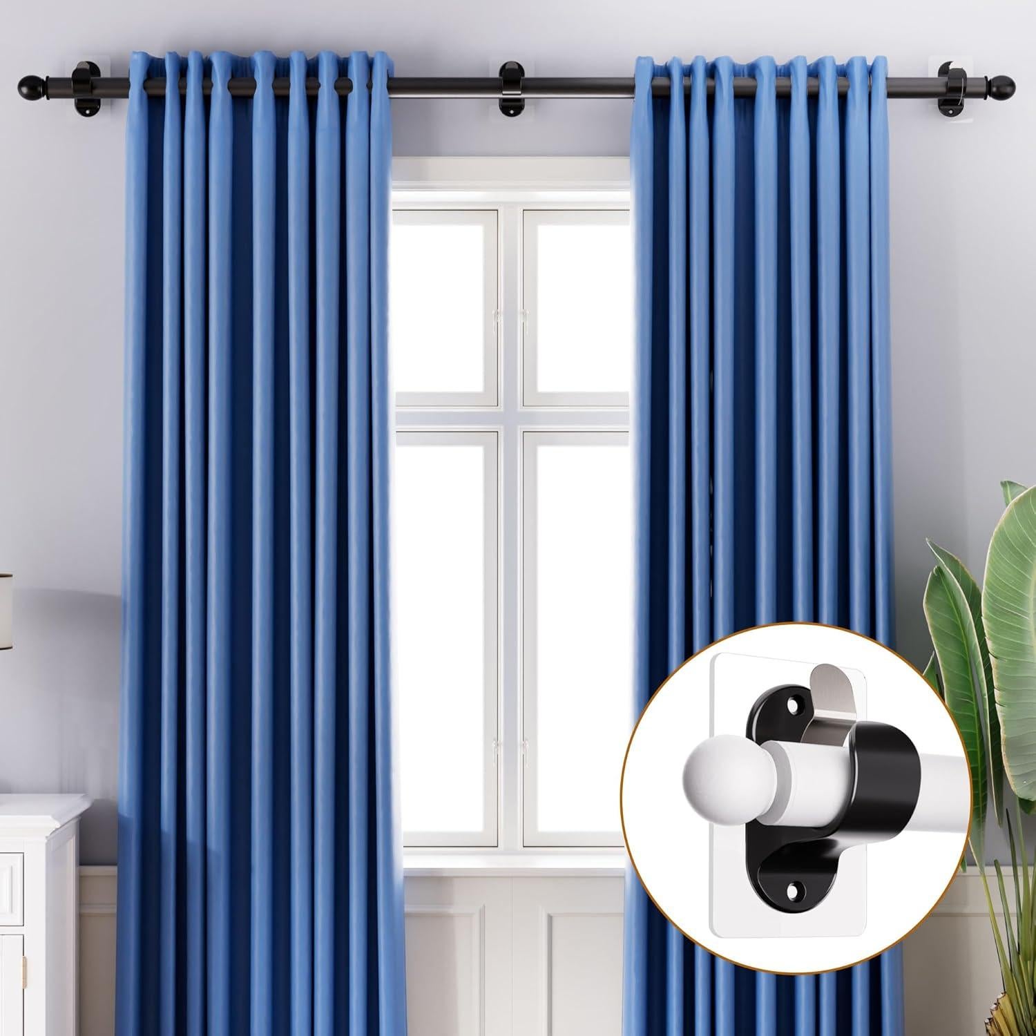 Soportes para Varillas de Cortina MUAKIOY 8 Paquetes Negros