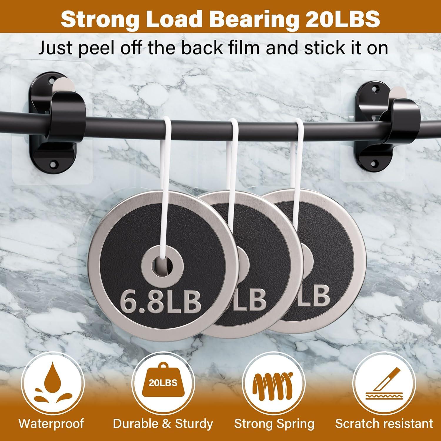 Soportes para Varillas de Cortina MUAKIOY 8 Paquetes Negros