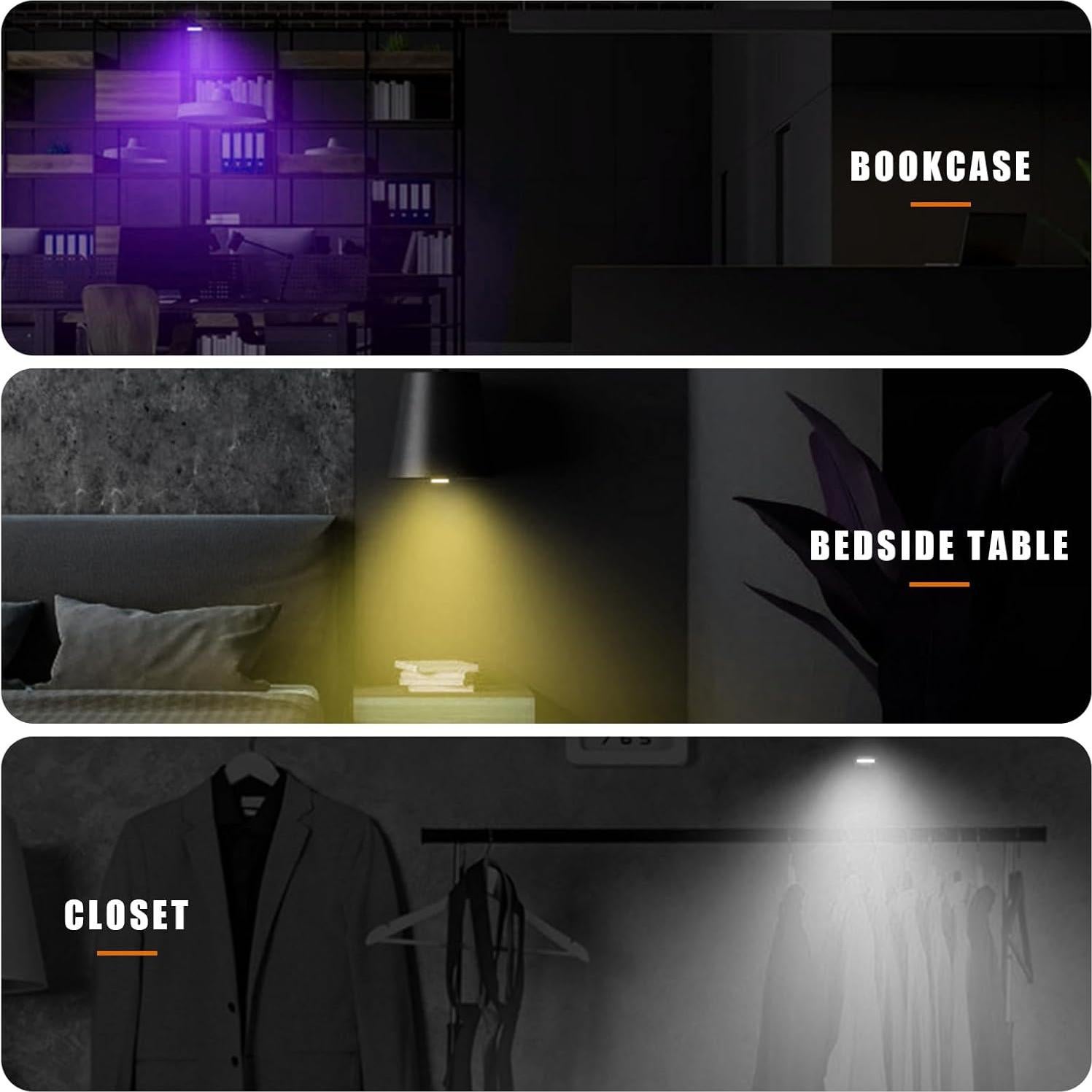 Augeny 2 PCS Luces LED Inalámbricas para Automóvil Interior