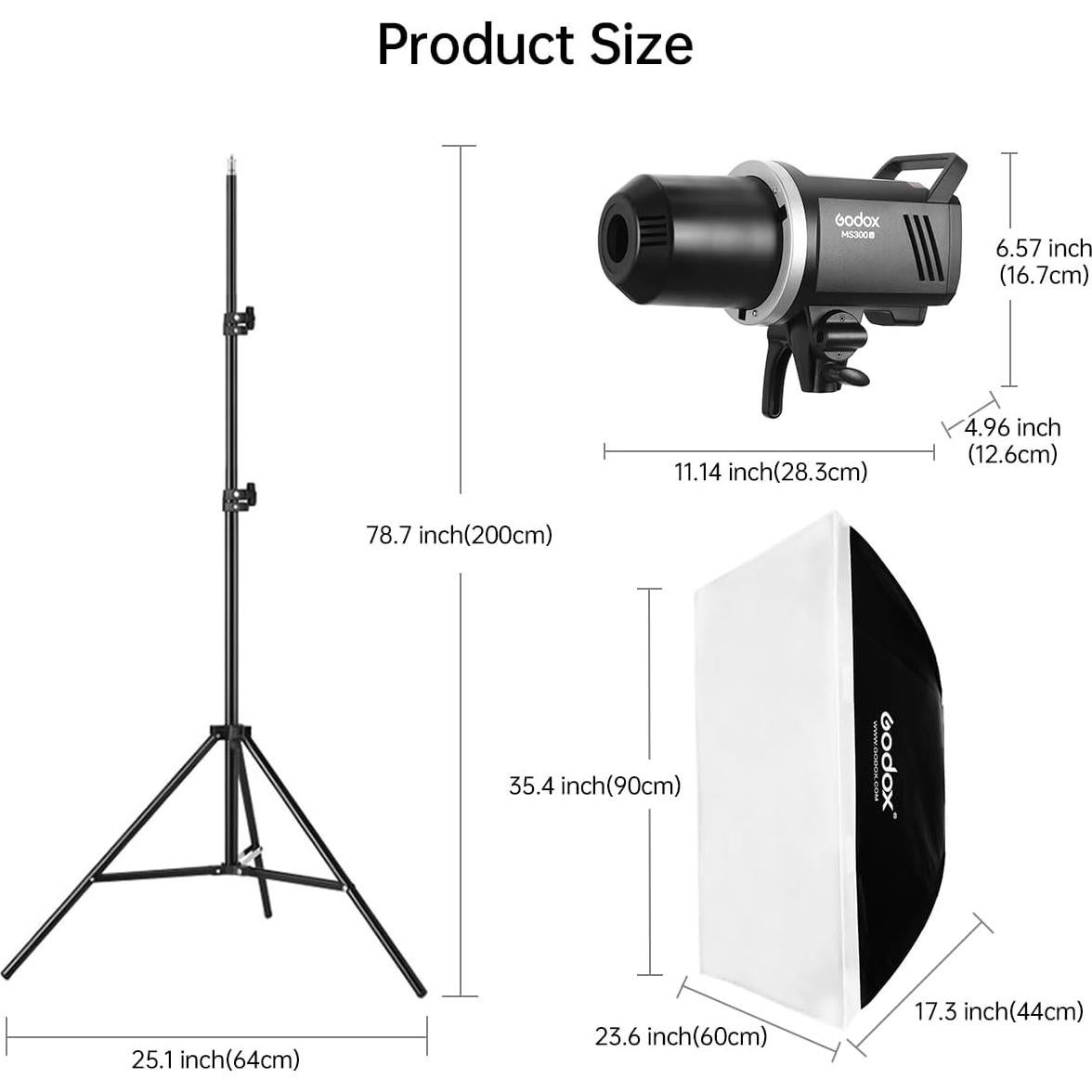 Kit de Luz de Flash de Estudio Godox MS300V 300W con Softbox