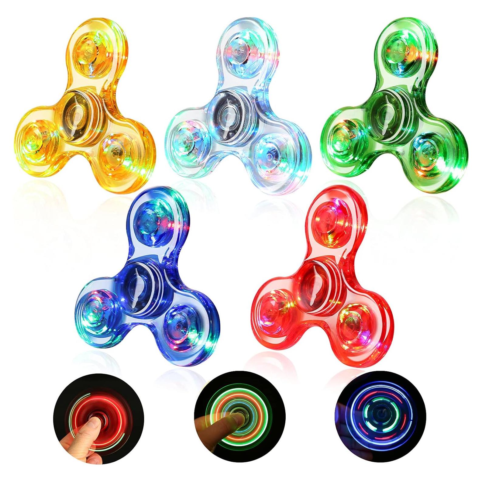 SCIONE Paquete de 5 Spinners Antiestrés LED Brillantes