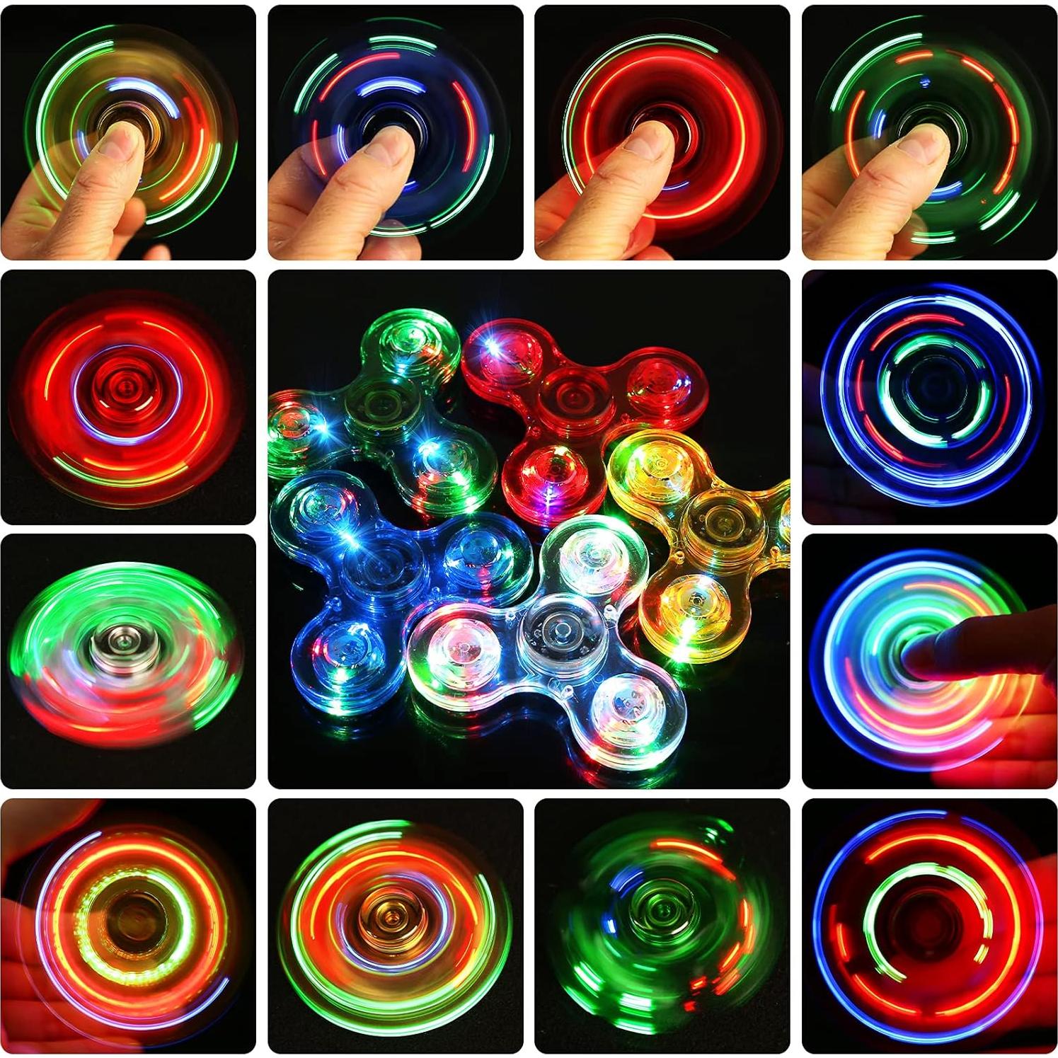 SCIONE Paquete de 5 Spinners Antiestrés LED Brillantes