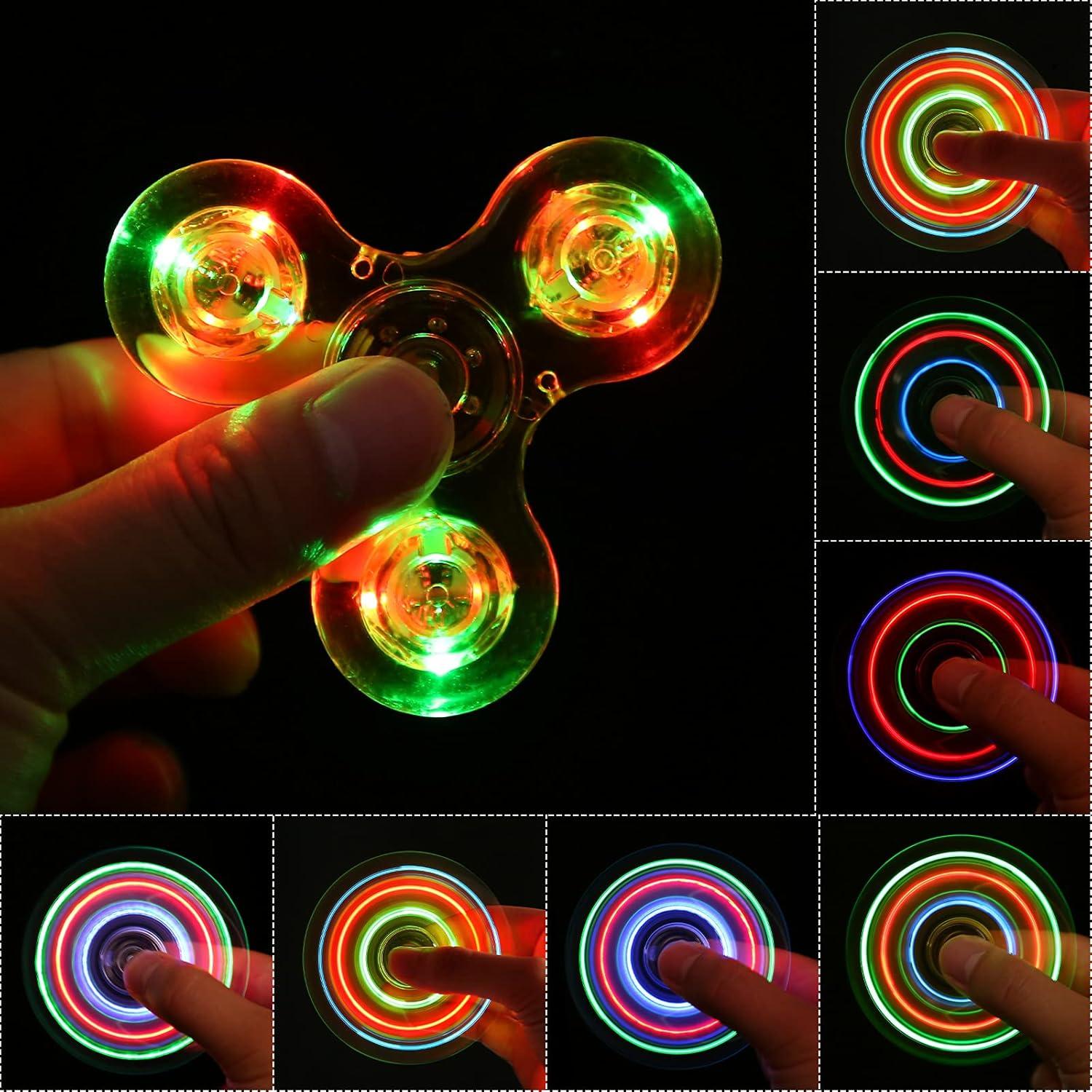 SCIONE Paquete de 5 Spinners Antiestrés LED Brillantes