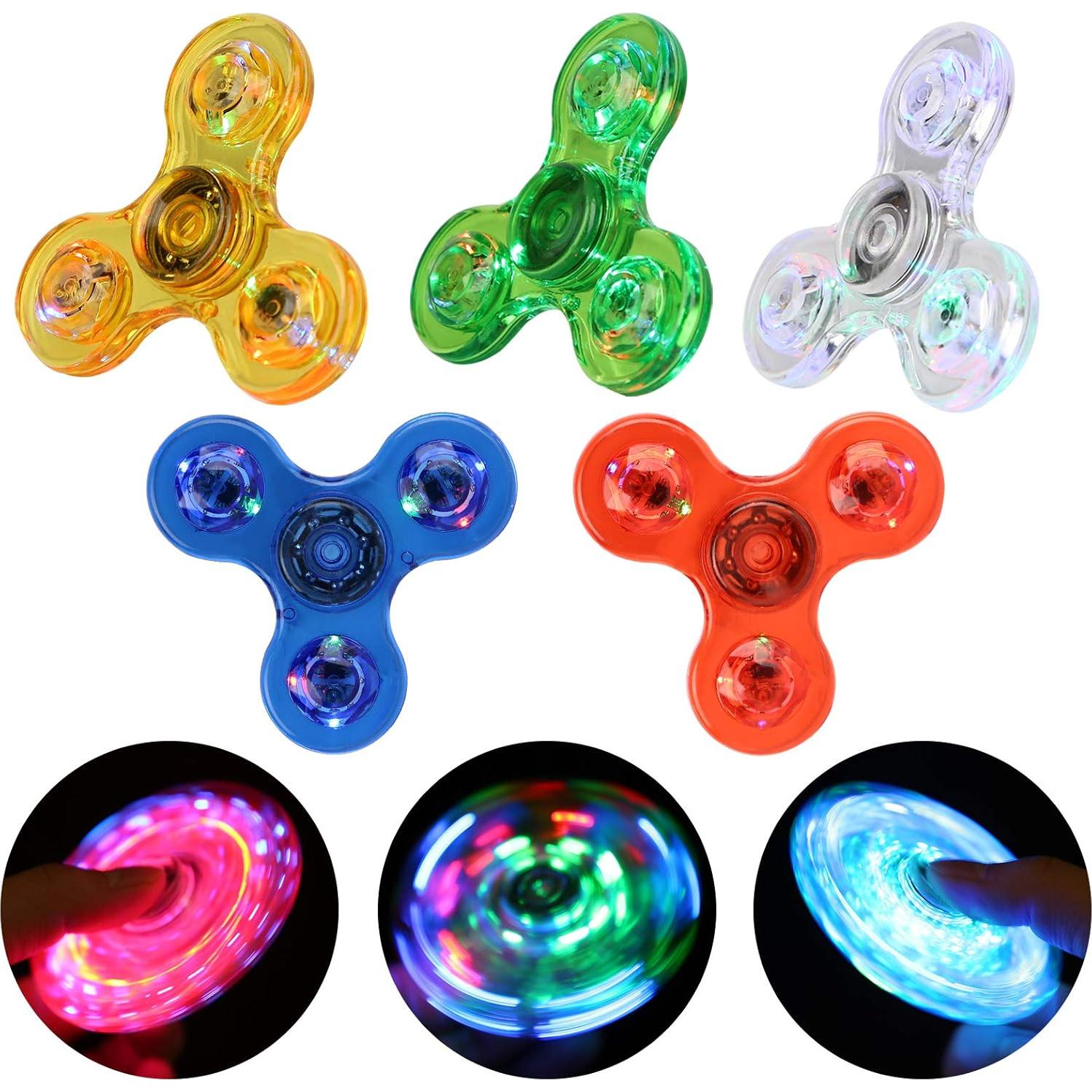 SCIONE Paquete de 5 Spinners Antiestrés LED Brillantes