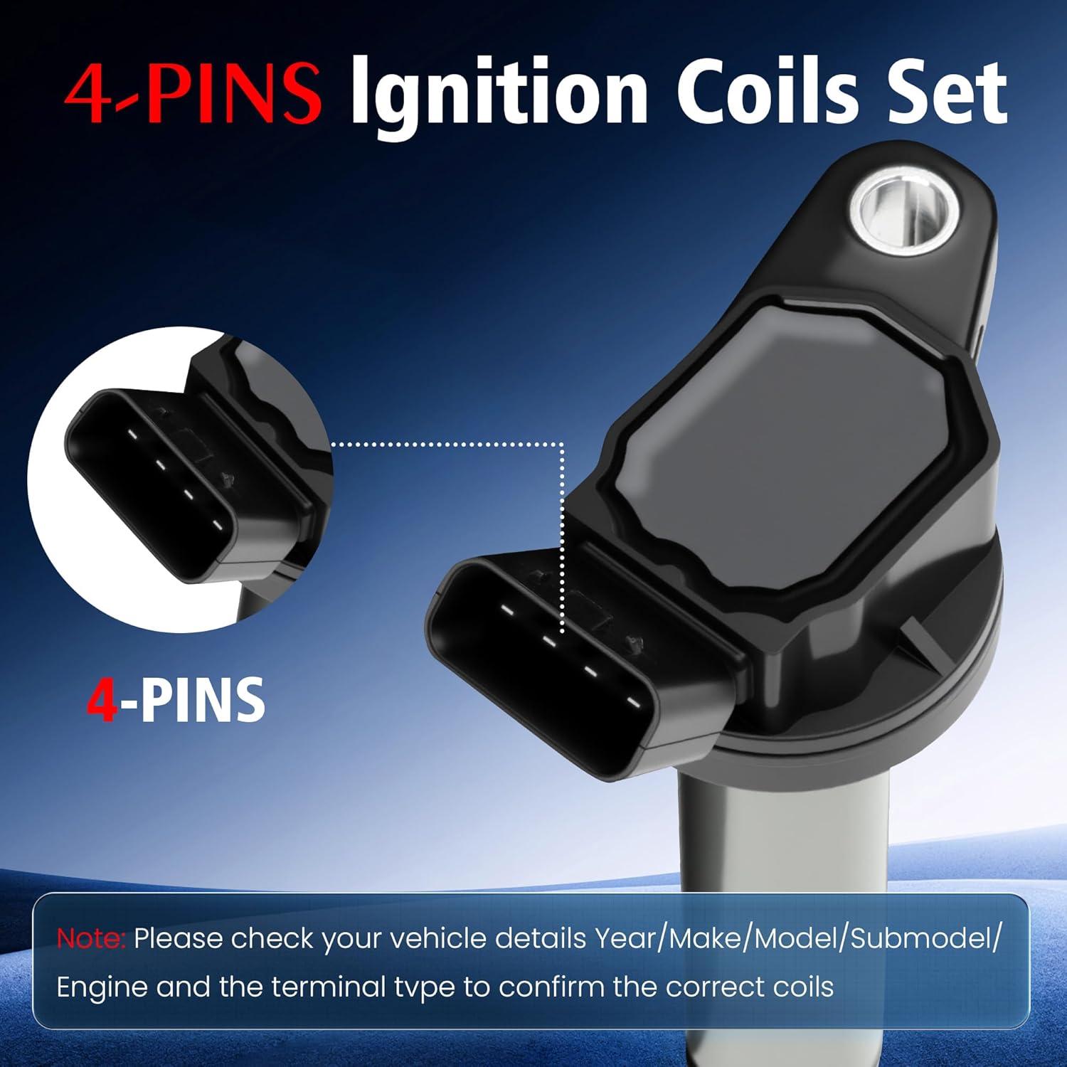 Juego de 4 Bobinas de Encendido BULIAZY UF596 para Toyota