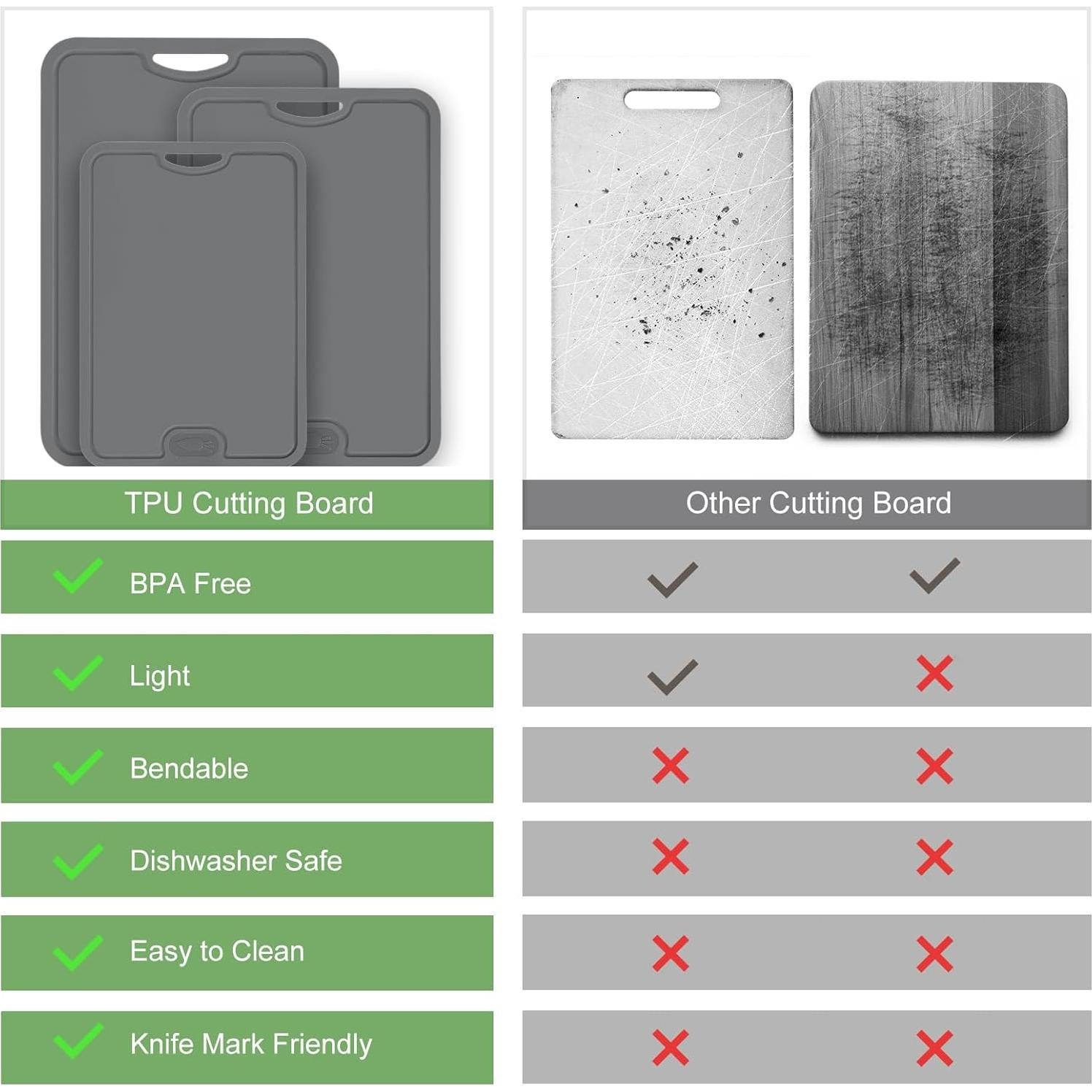 Juego de Tablas de Cortar Flexibles Gintan con Cuchillo - TPU Libre de BPA