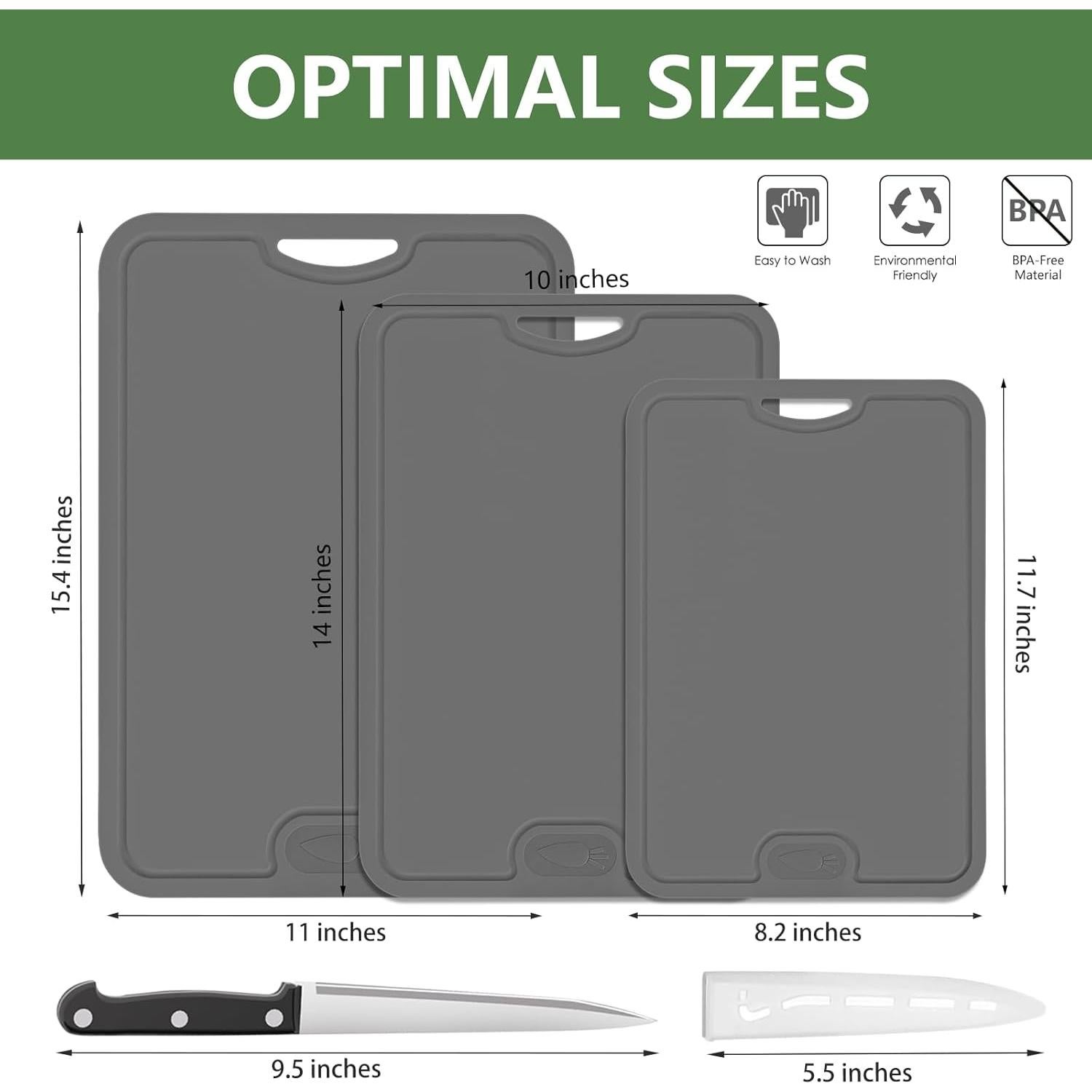 Juego de Tablas de Cortar Flexibles Gintan con Cuchillo - TPU Libre de BPA