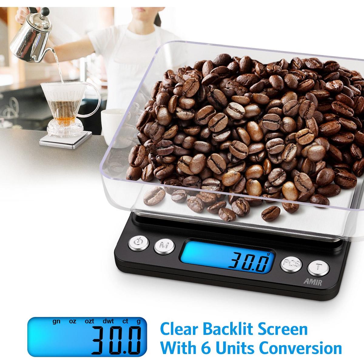 Báscula de Cocina Digital AMIR 3000g Acero Inoxidable Negra