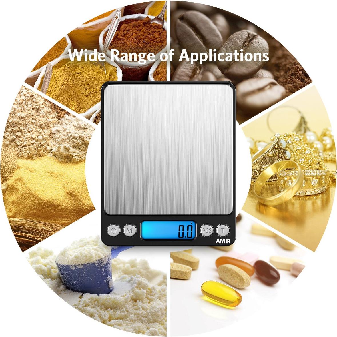 Báscula de Cocina Digital AMIR 3000g Acero Inoxidable Negra