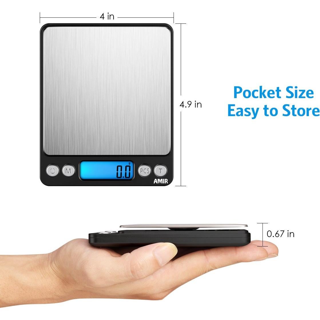 Báscula de Cocina Digital AMIR 3000g Acero Inoxidable Negra