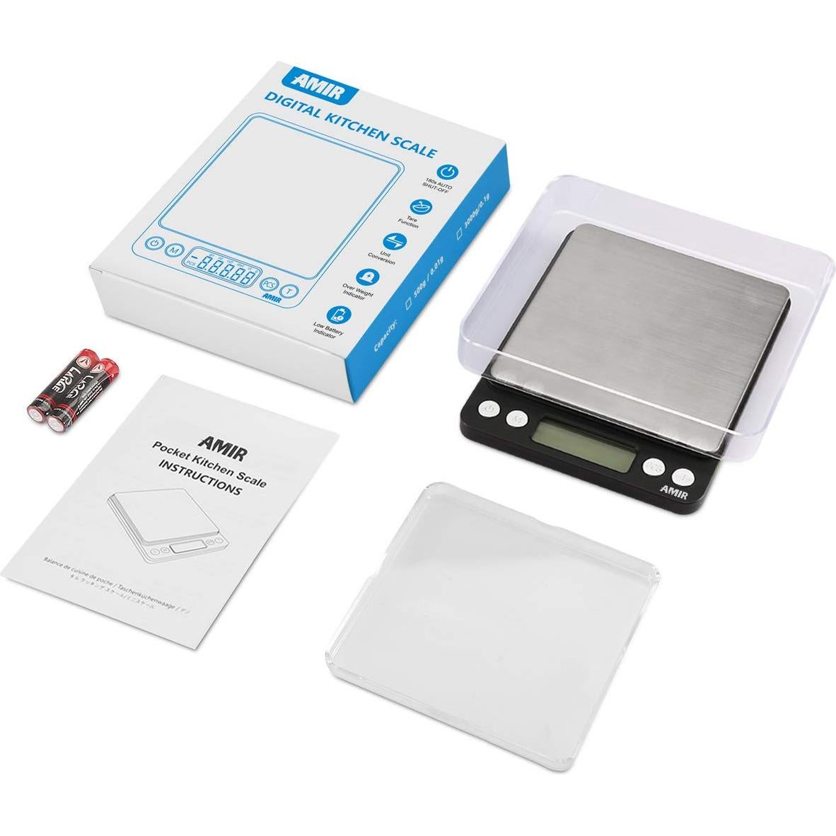 Báscula de Cocina Digital AMIR 3000g Acero Inoxidable Negra