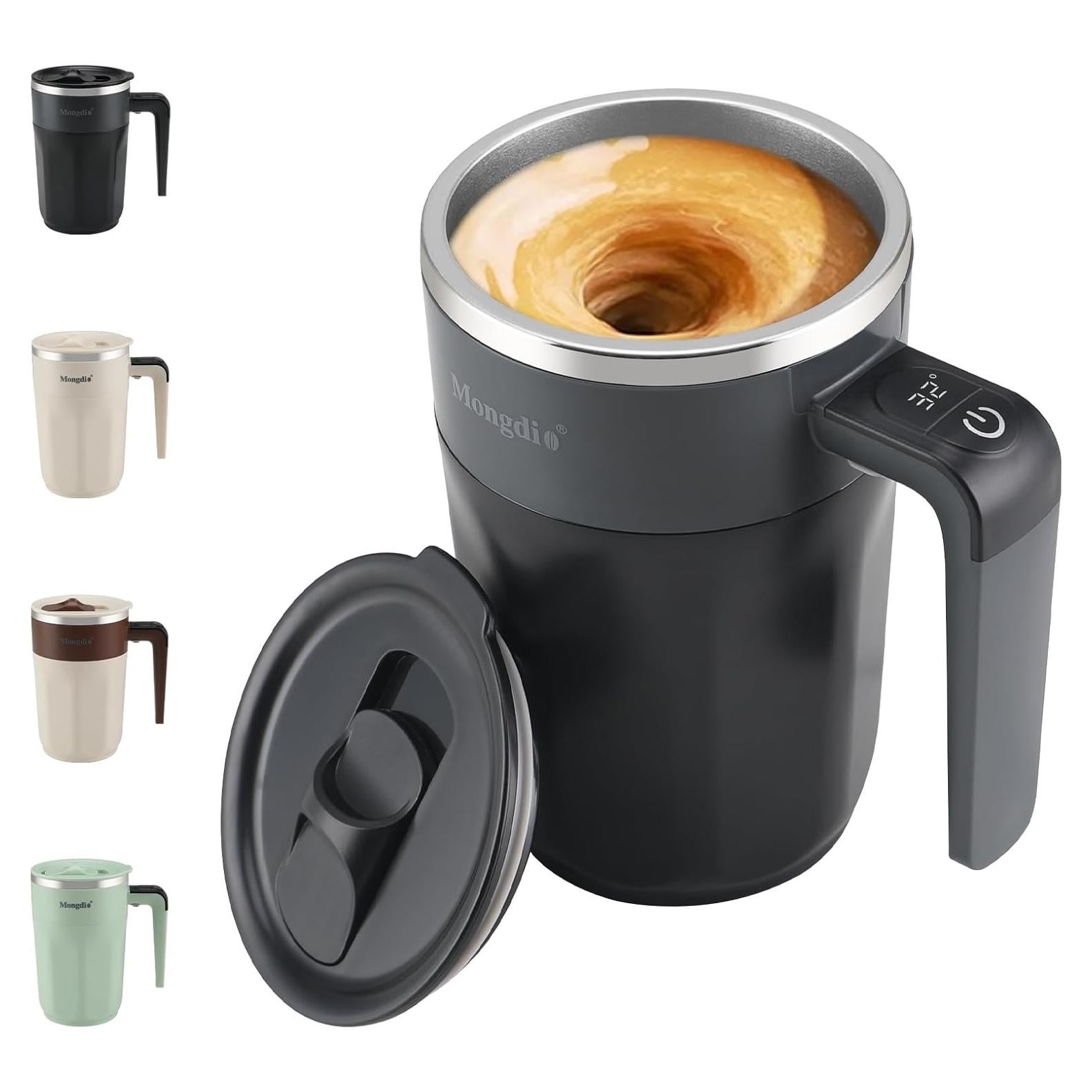 Taza de café auto mezcladora Mongdio 400ml con pantalla de temperatura