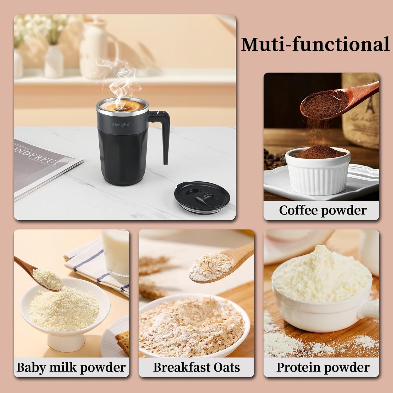 Taza de café auto mezcladora Mongdio 400ml con pantalla de temperatura