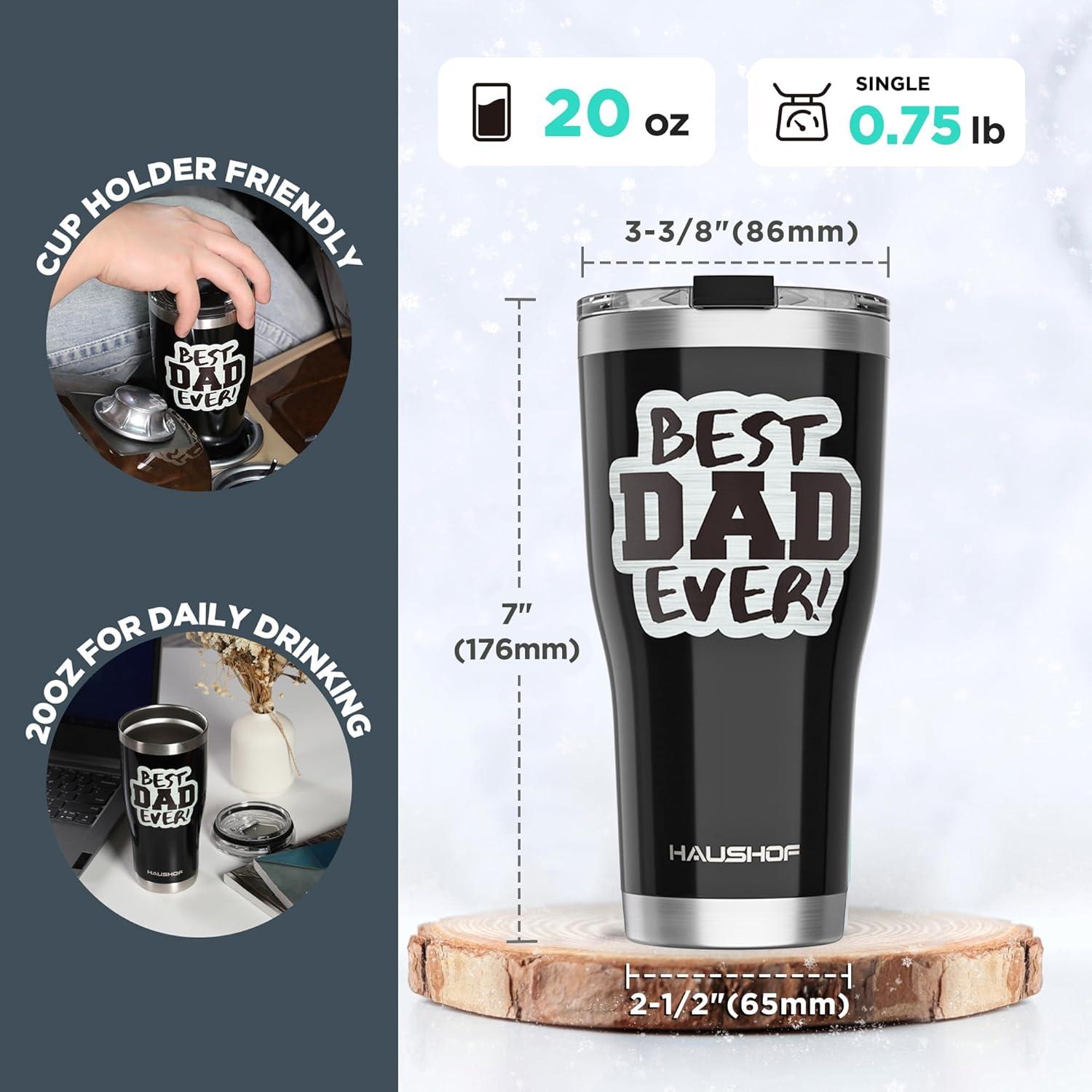 Vaso de Acero Inoxidable 20oz HAUSHOF - Mejor Papá Negro