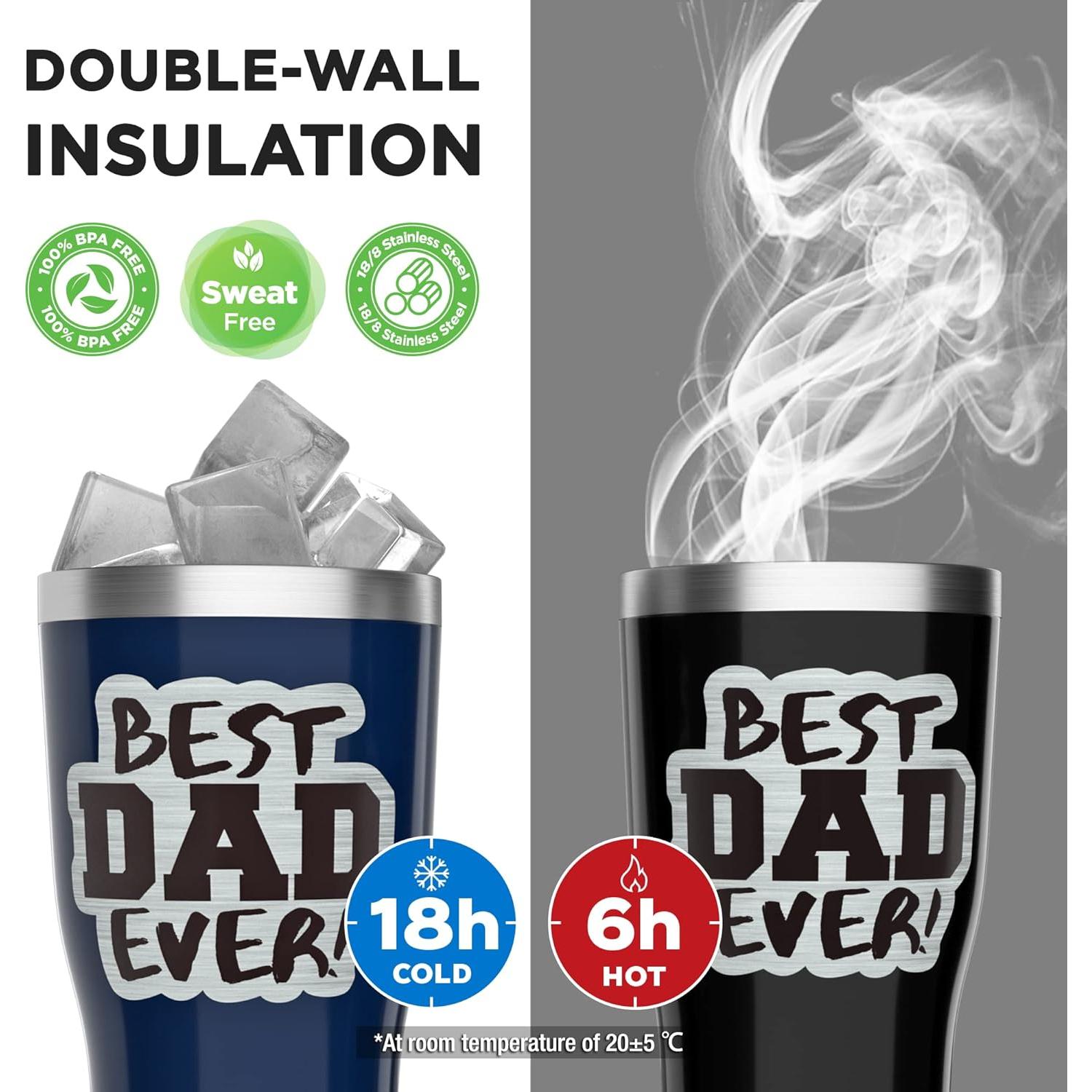 Vaso de Acero Inoxidable 20oz HAUSHOF - Mejor Papá Negro