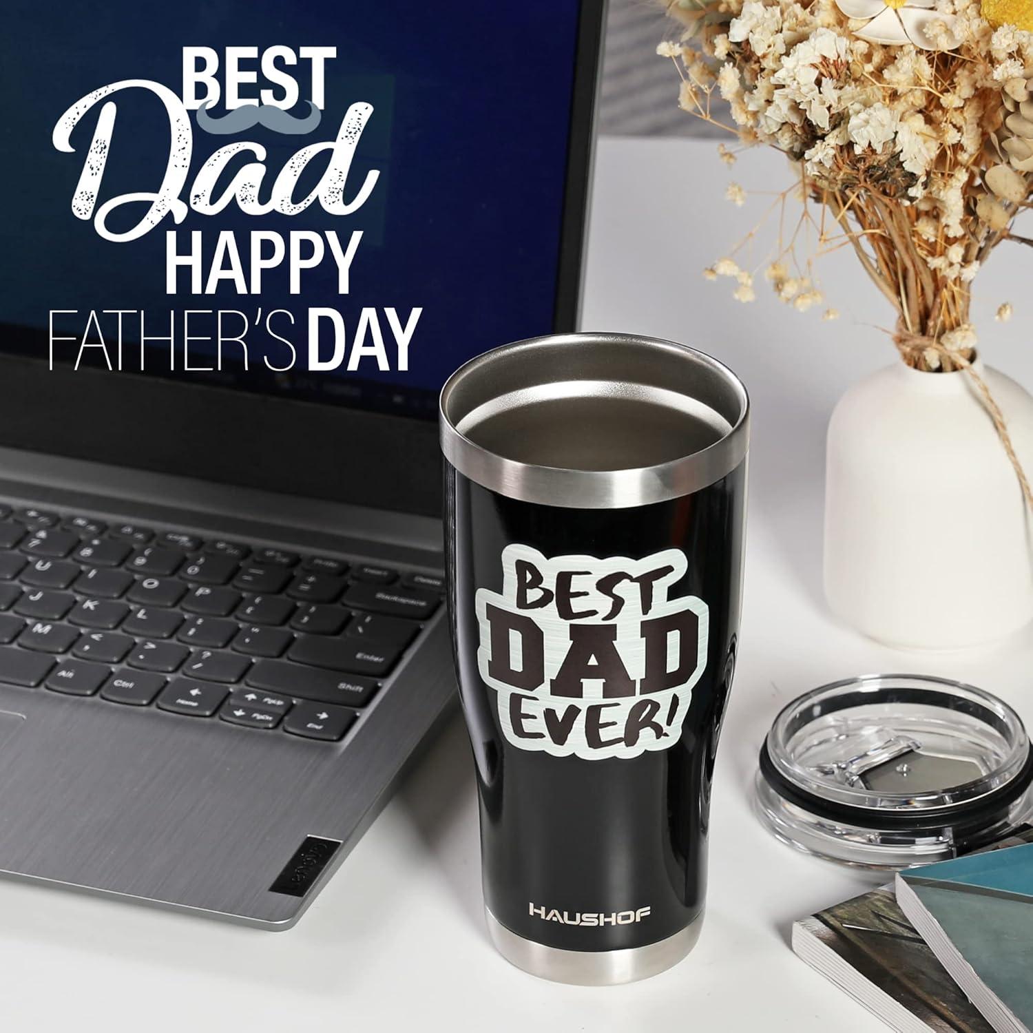 Vaso de Acero Inoxidable 20oz HAUSHOF - Mejor Papá Negro