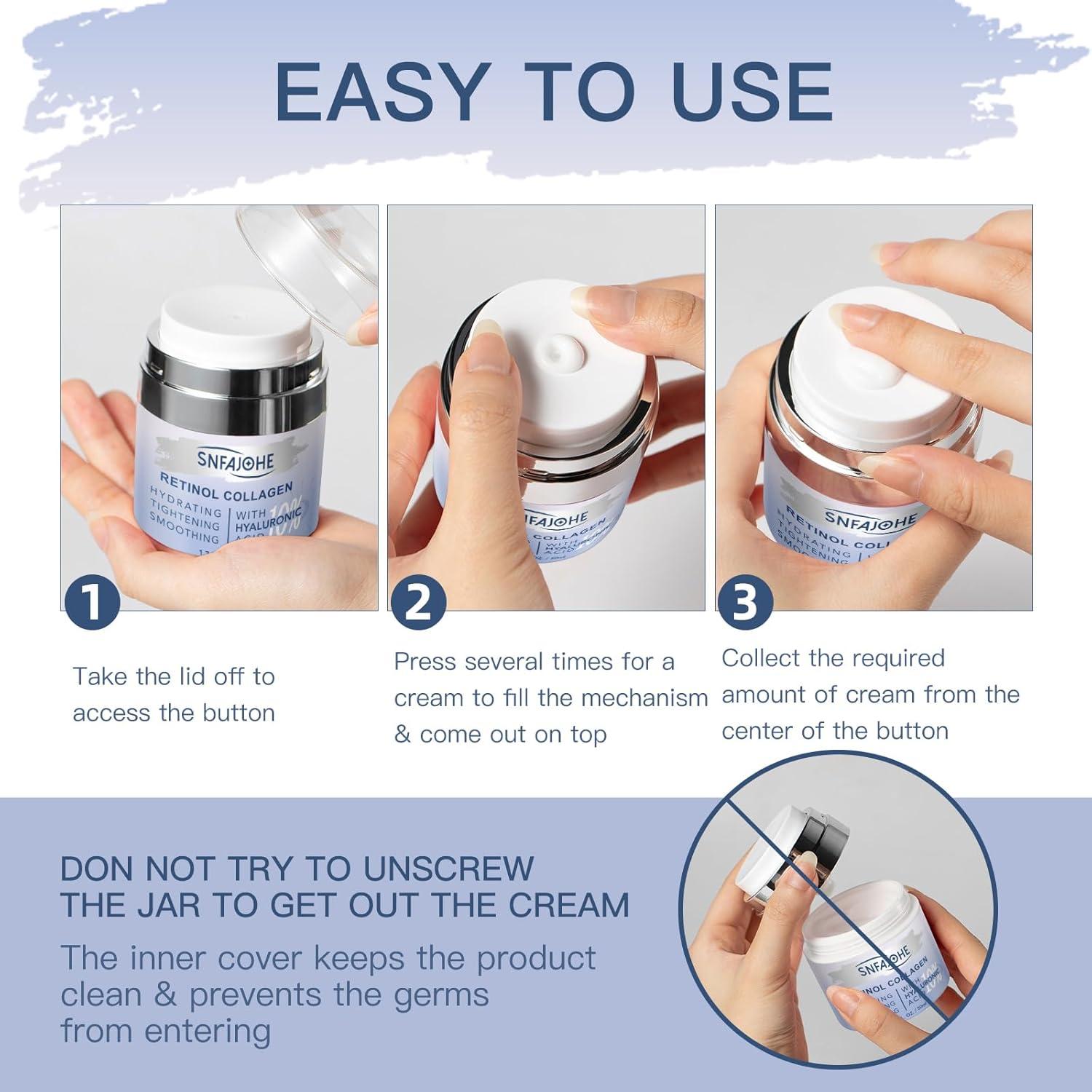 Crema Facial Reafirmante SNFAJOHE con Retinol y Ácido Hialurónico 50 ml