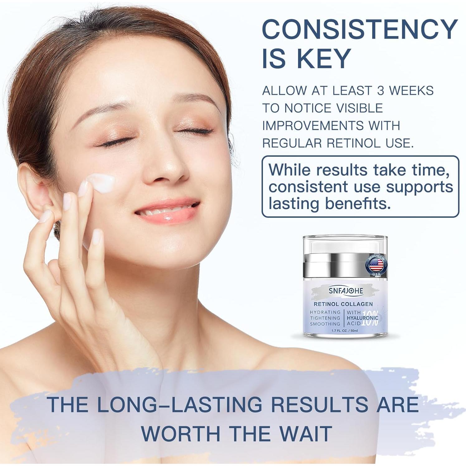 Crema Facial Reafirmante SNFAJOHE con Retinol y Ácido Hialurónico 50 ml