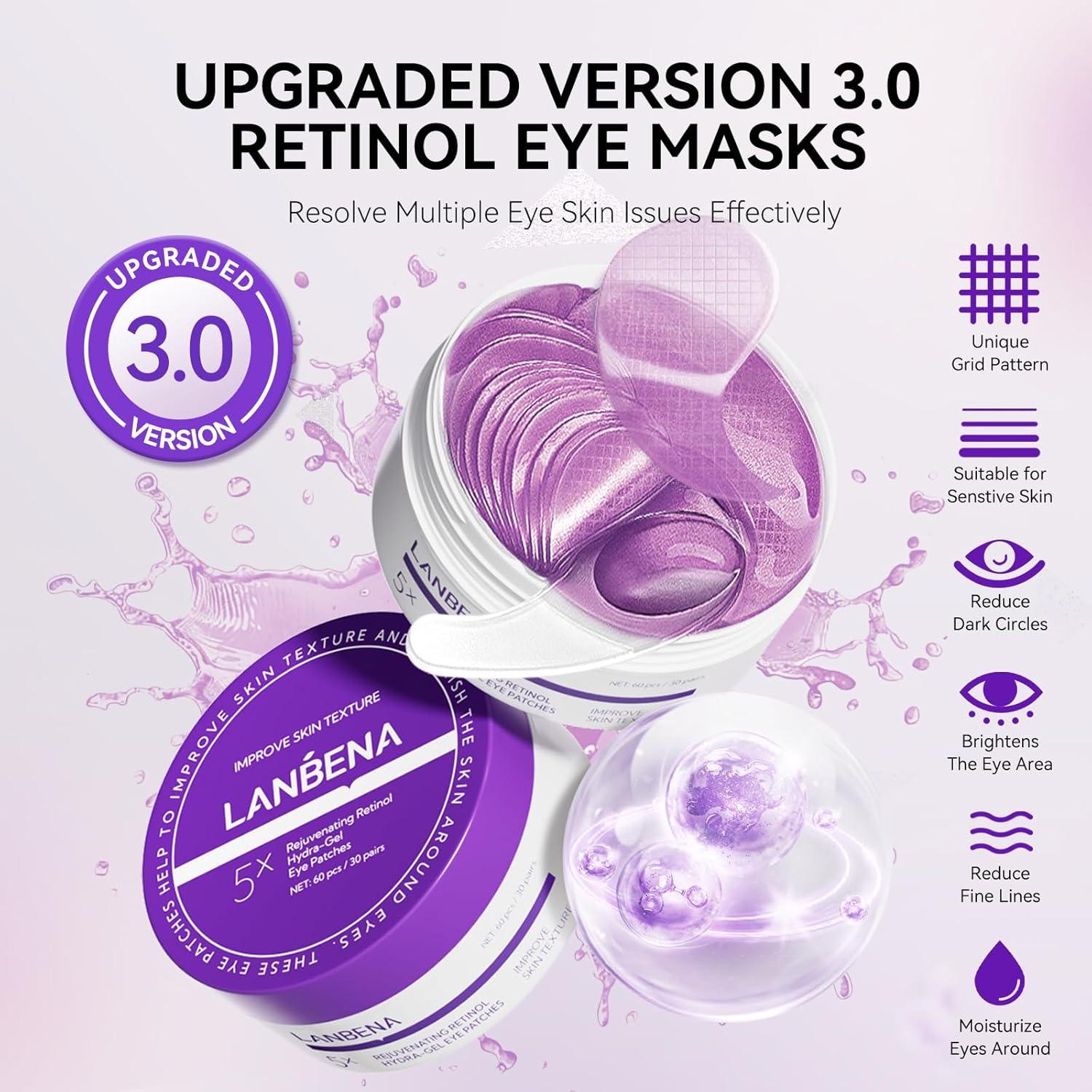 Parche de Retinol para Ojos LANBENA - 30 Pares Hidra-Gel