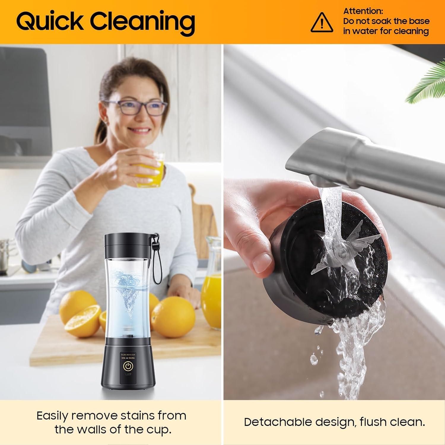 Licuadora Portátil YFIXQNSU 380ml Inalámbrica 6 Cuchillas