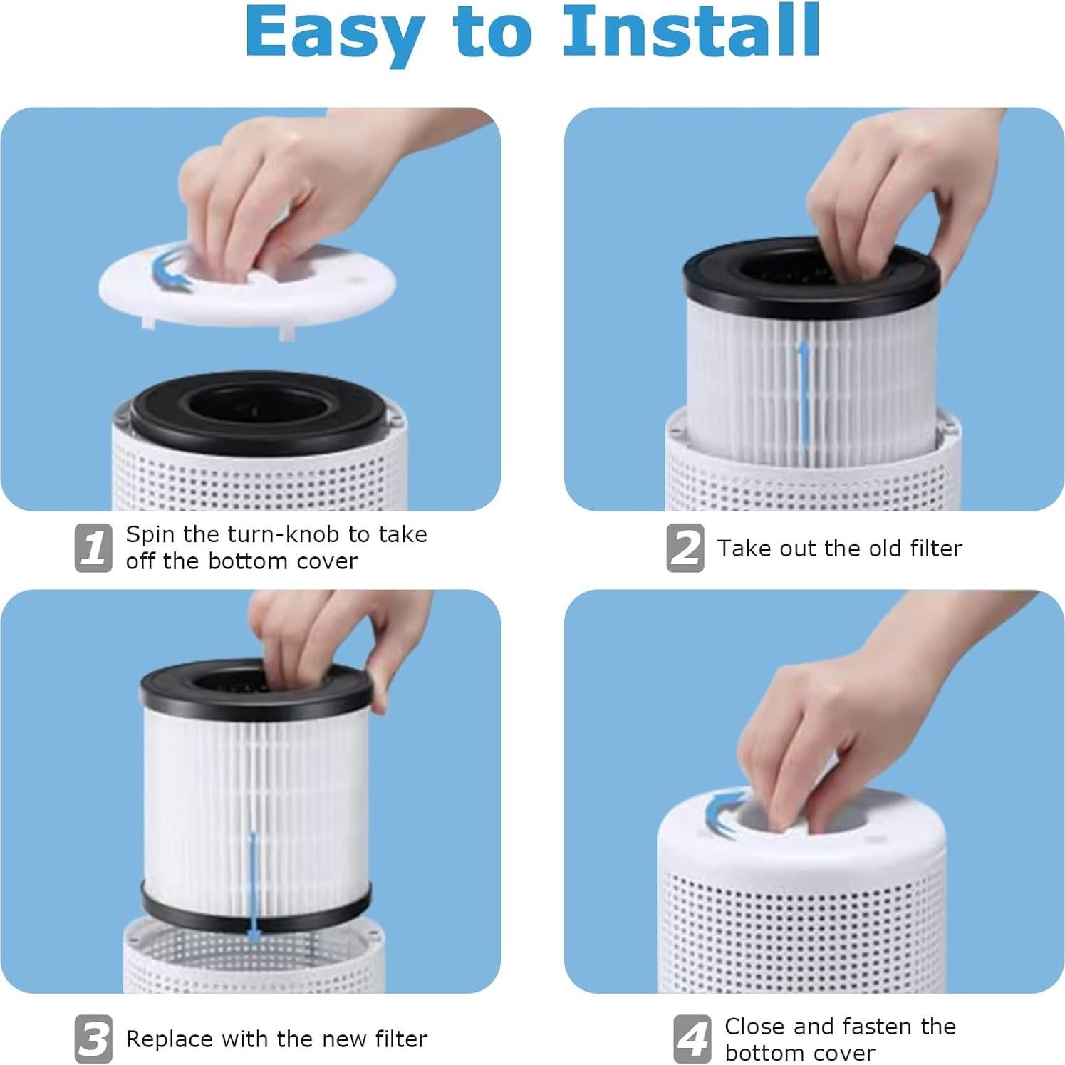 Filtro de Reemplazo HEPA 3-en-1 iSingo PU-P05/AC201B - Paquete de 4