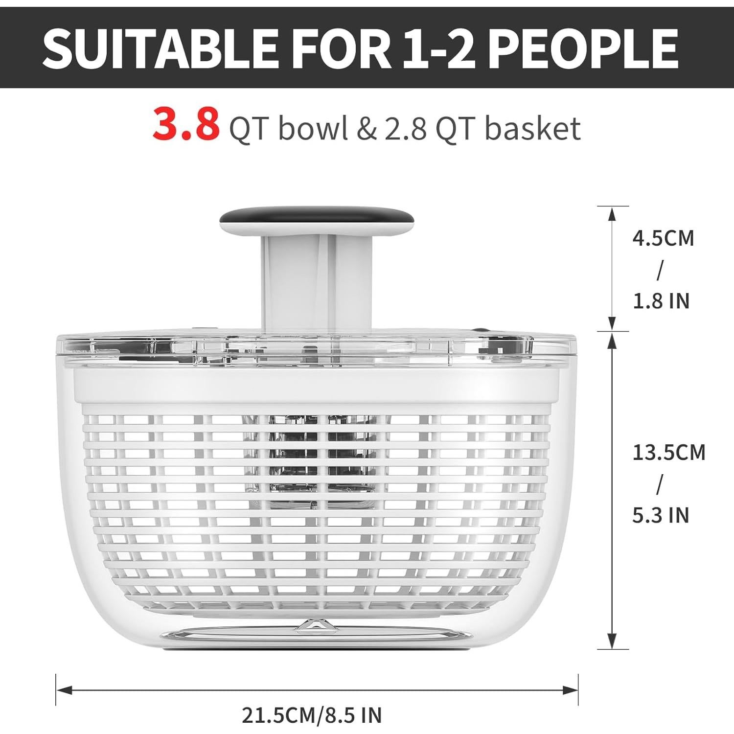 Centrifugadora de ensalada Sonrisa Mamá 3.8L blanca, fácil uso