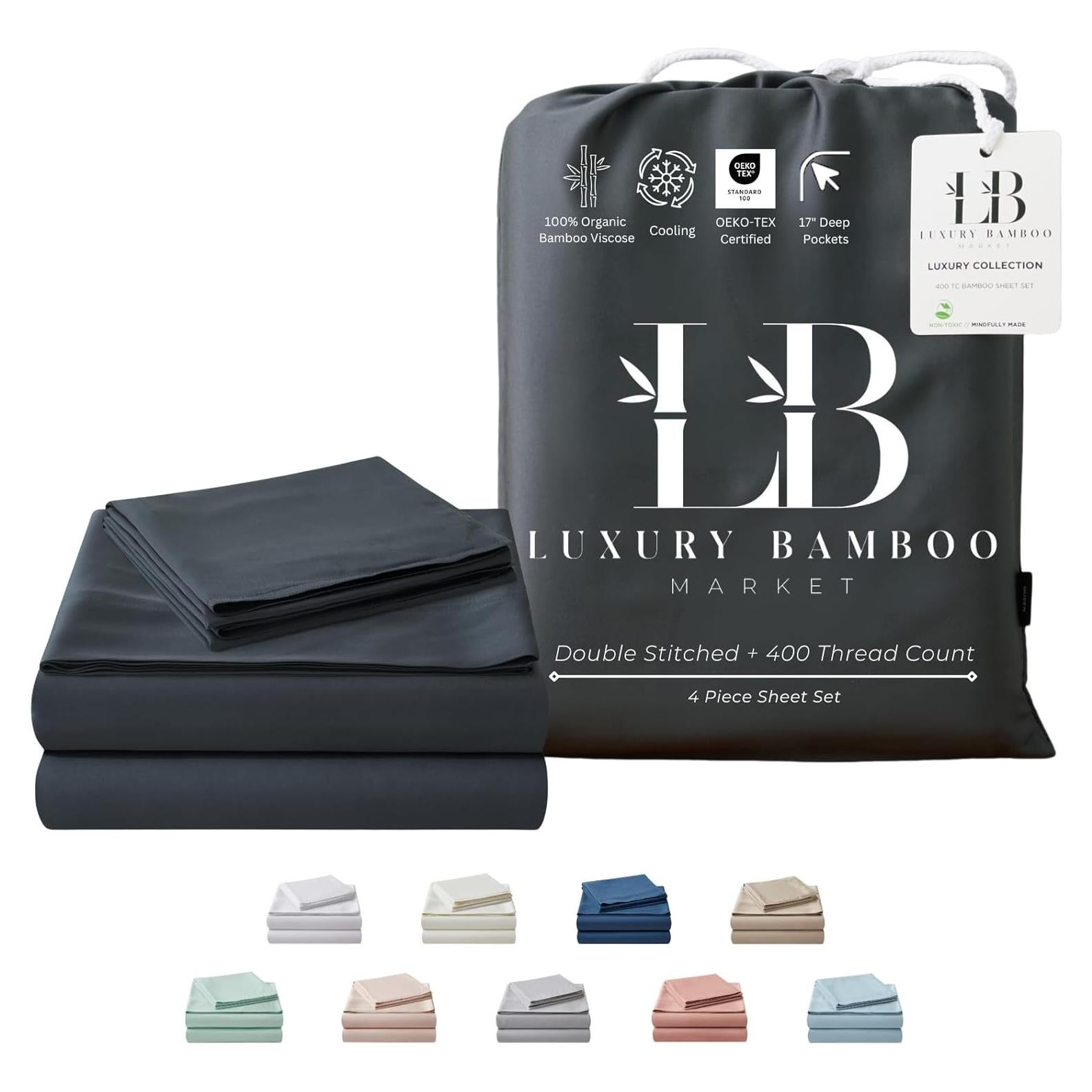 Juego de Sábanas Queen Mercado de Bambú de Lujo 100% Viscosa