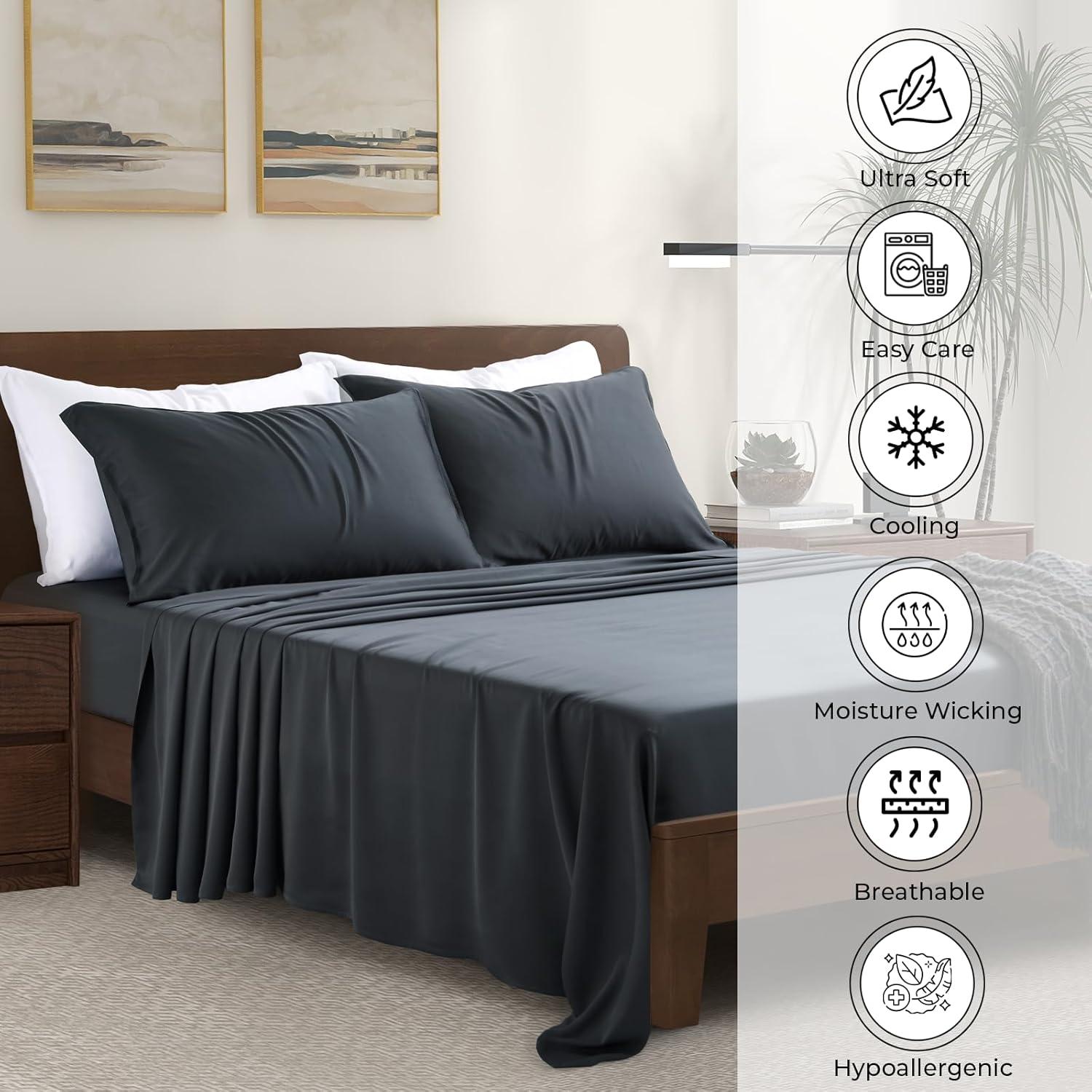 Juego de Sábanas Queen Mercado de Bambú de Lujo 100% Viscosa