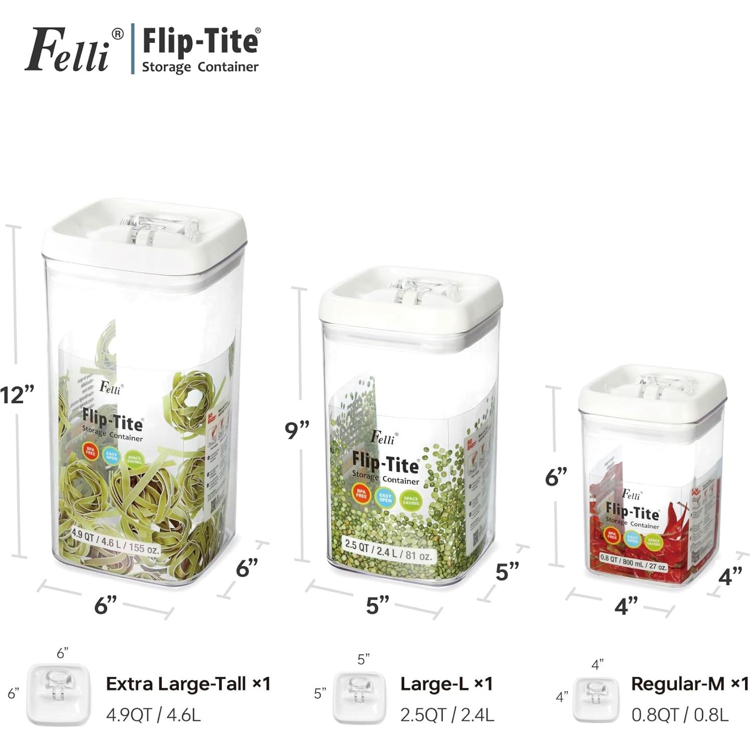 Contenedor de Almacenamiento Felli Flip-Tite 15 cm XL 3 Piezas