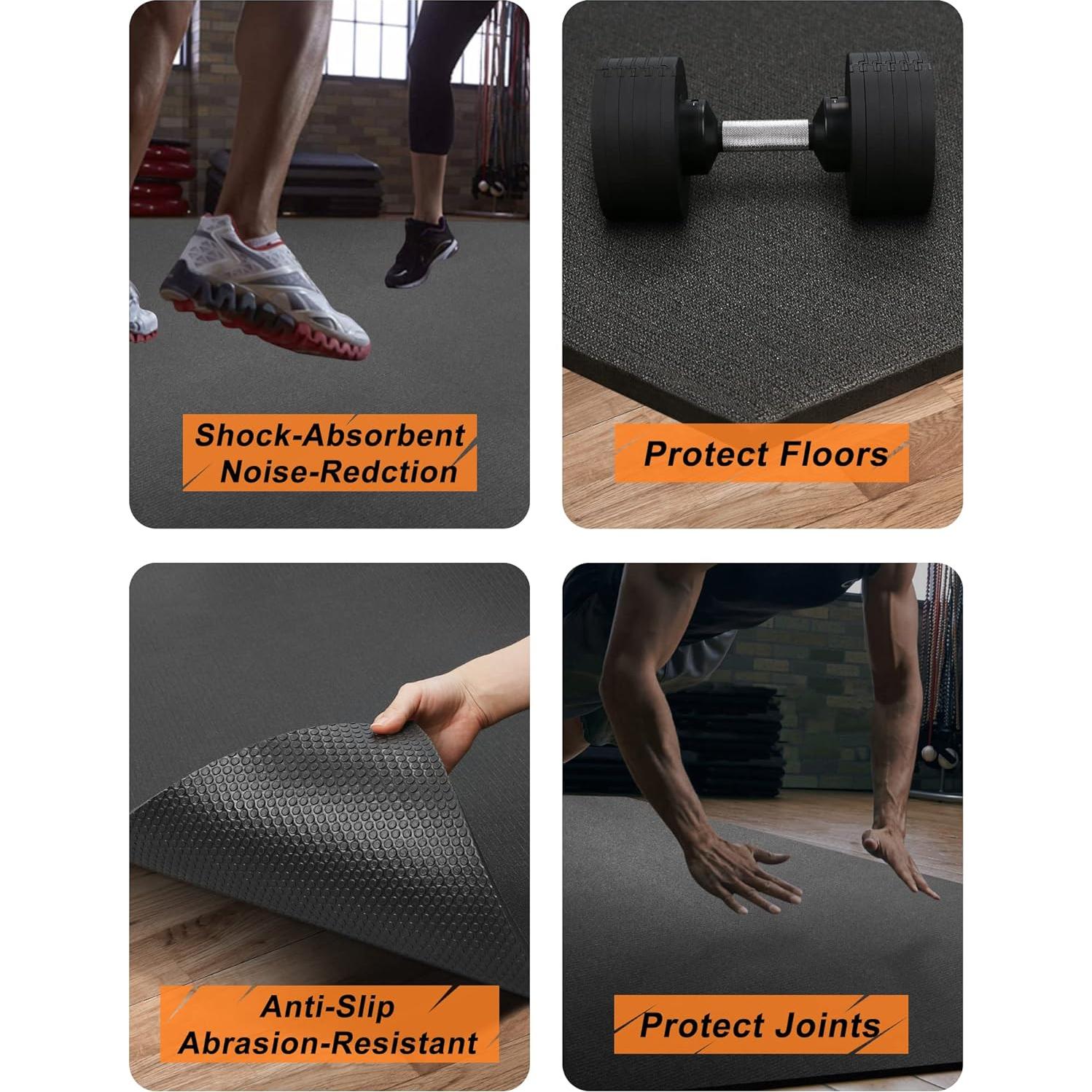 Alfombrilla de Ejercicio Grande Anngrowy 12x6 ft Antideslizante