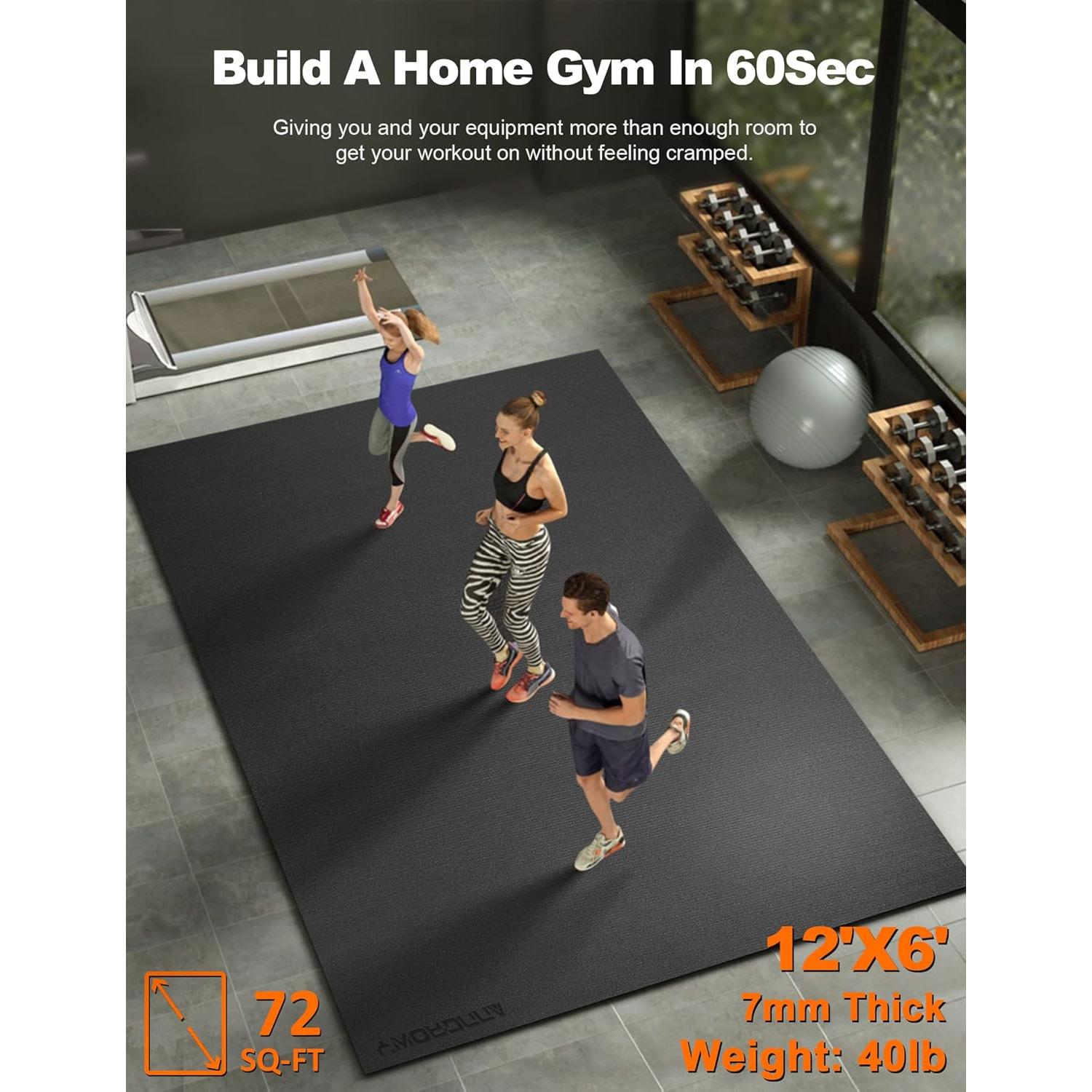 Alfombrilla de Ejercicio Grande Anngrowy 12x6 ft Antideslizante