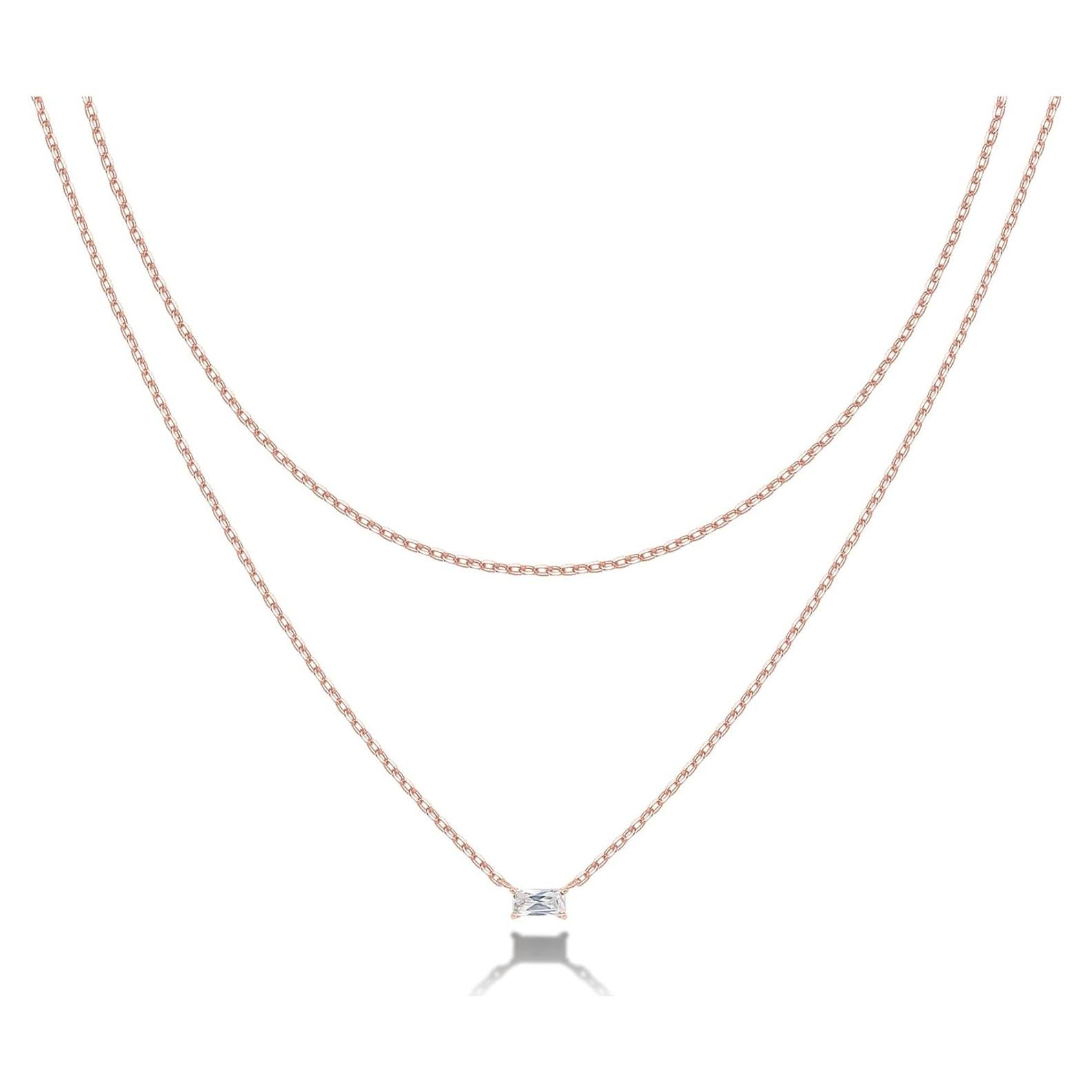 Collar Doble Capa Baño Oro 14K PAVOI Minimalista Mujeres