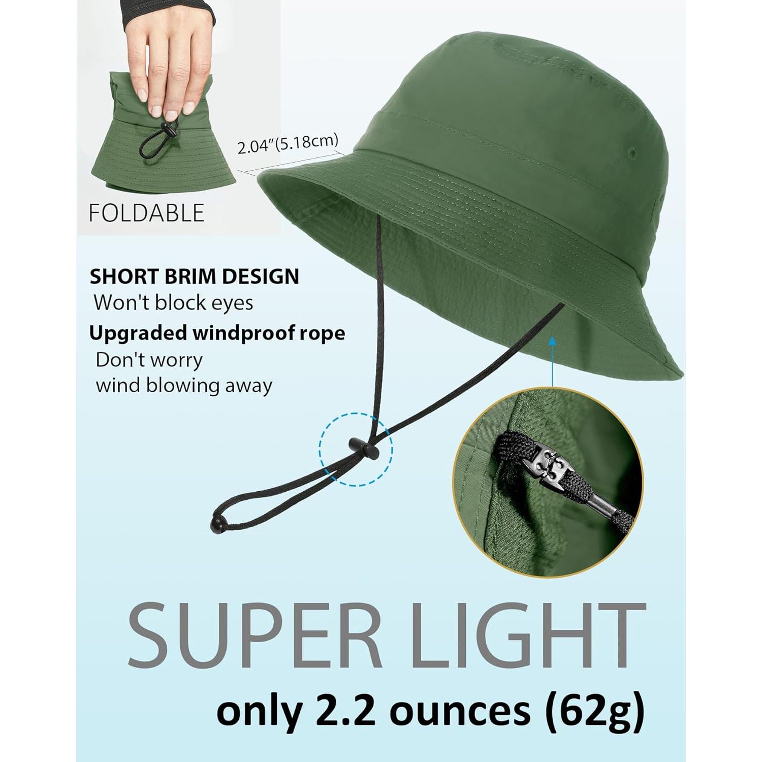 Sombrero de Cubo Impermeable SHINCHIC Verde Militar UPF 50+