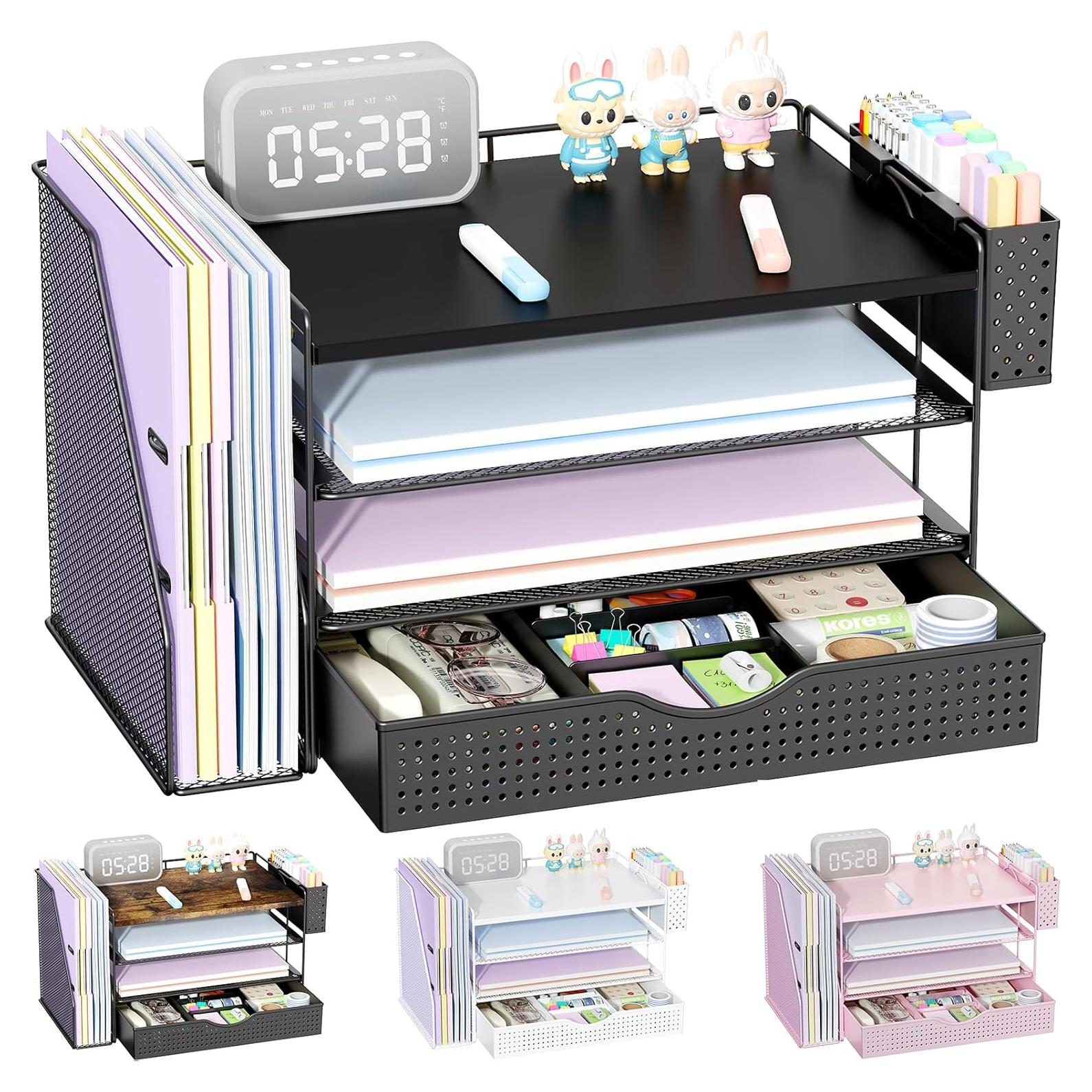 Organizador de Escritorio de Madera Gianotter Negro 4 Niveles