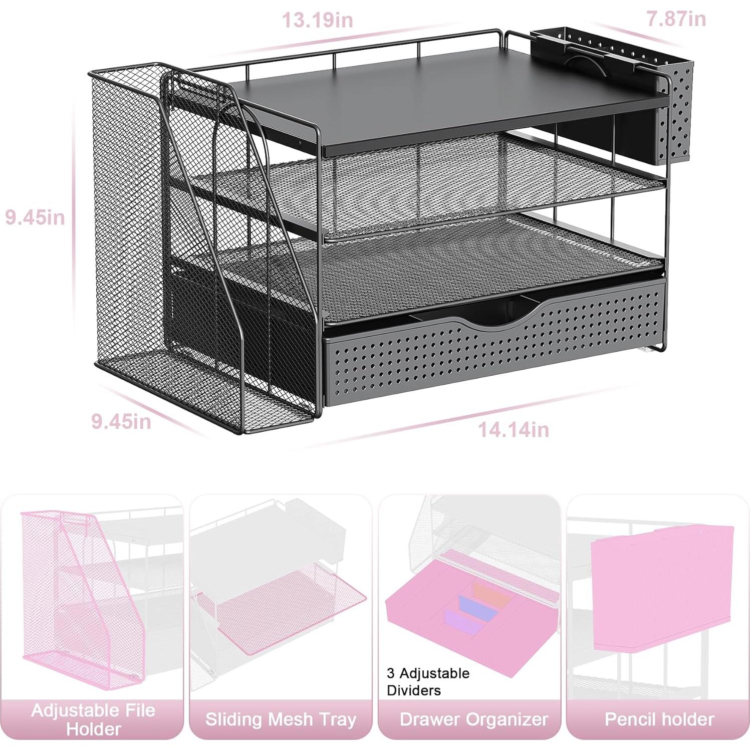 Organizador de Escritorio de Madera Gianotter Negro 4 Niveles