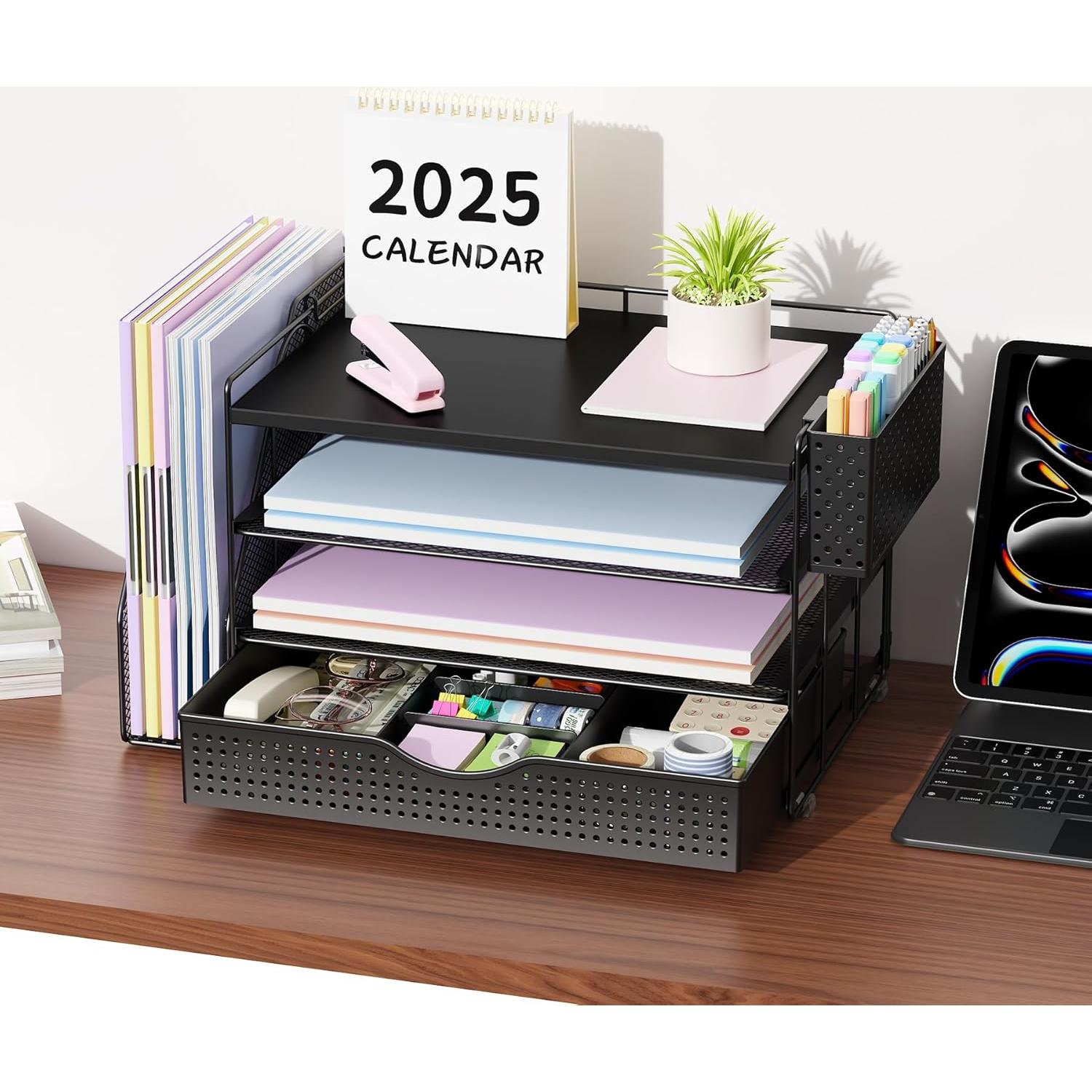 Organizador de Escritorio de Madera Gianotter Negro 4 Niveles