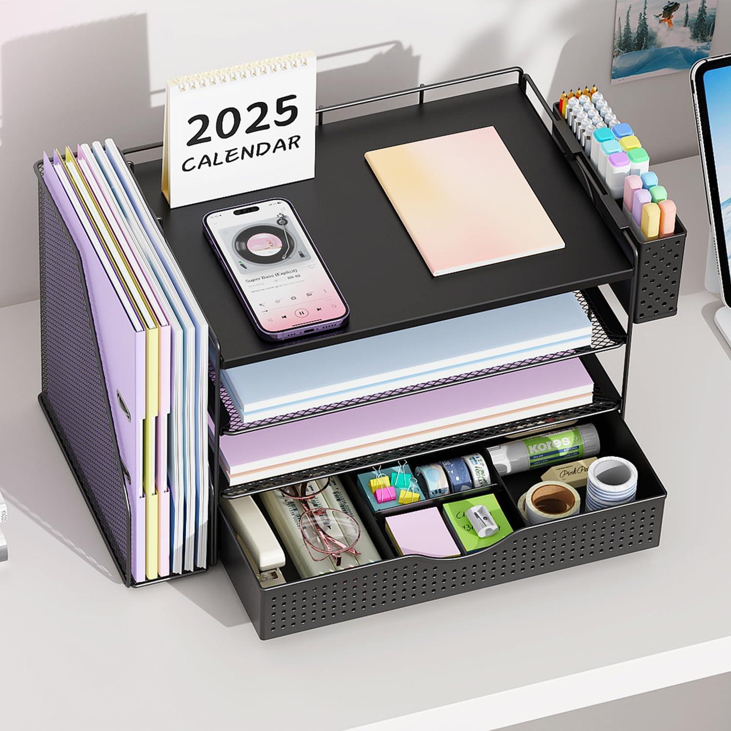 Organizador de Escritorio de Madera Gianotter Negro 4 Niveles