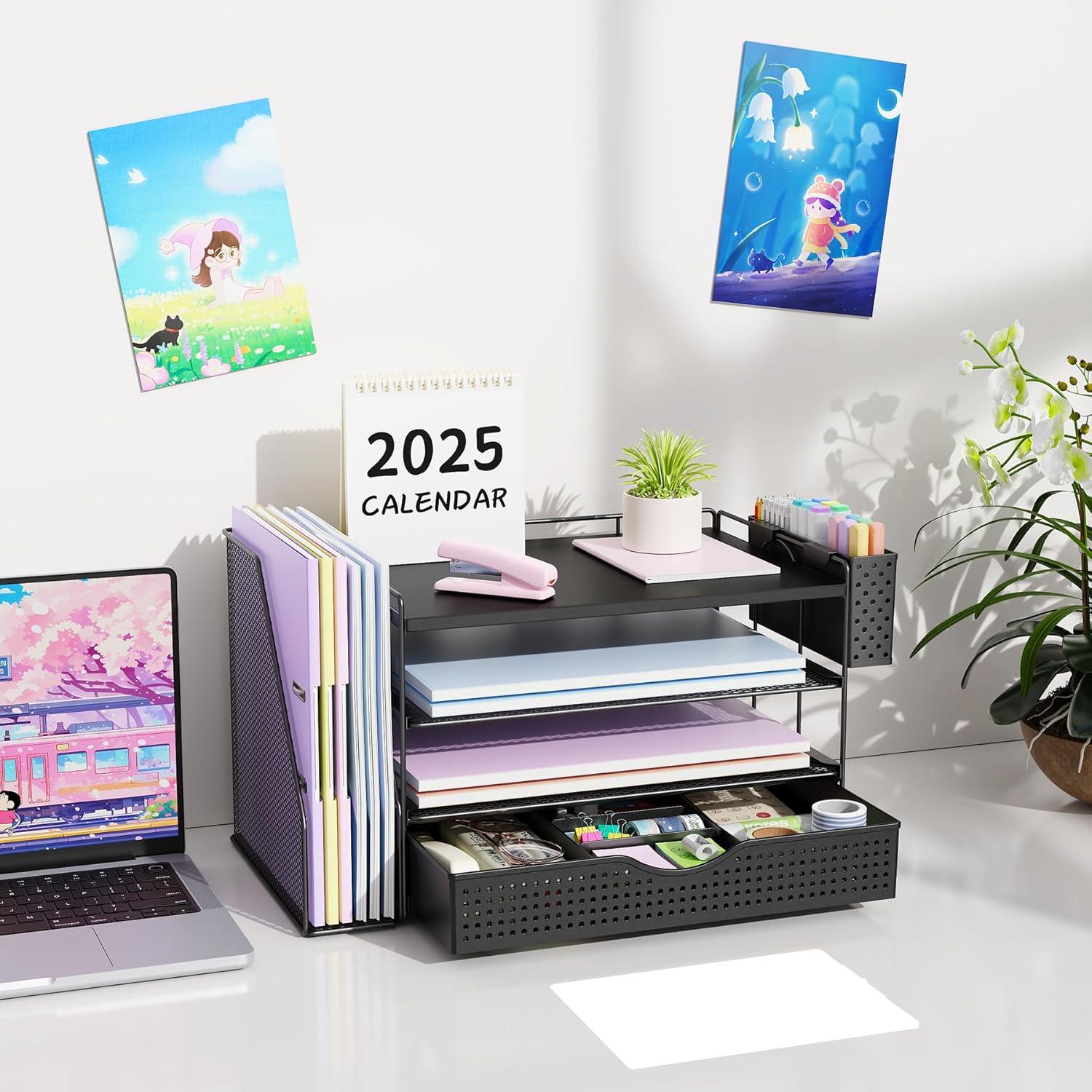 Organizador de Escritorio de Madera Gianotter Negro 4 Niveles