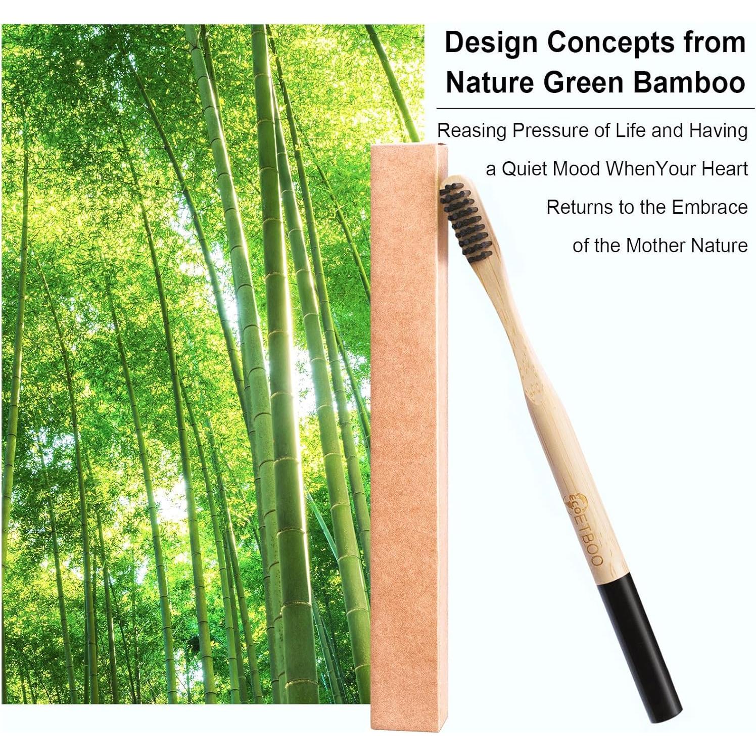 Cepillos de Dientes de Bambú ECOETBOO 10 Piezas Cerdas Duras