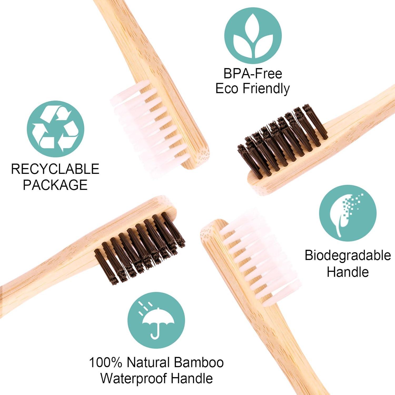 Cepillos de Dientes de Bambú ECOETBOO 10 Piezas Cerdas Duras