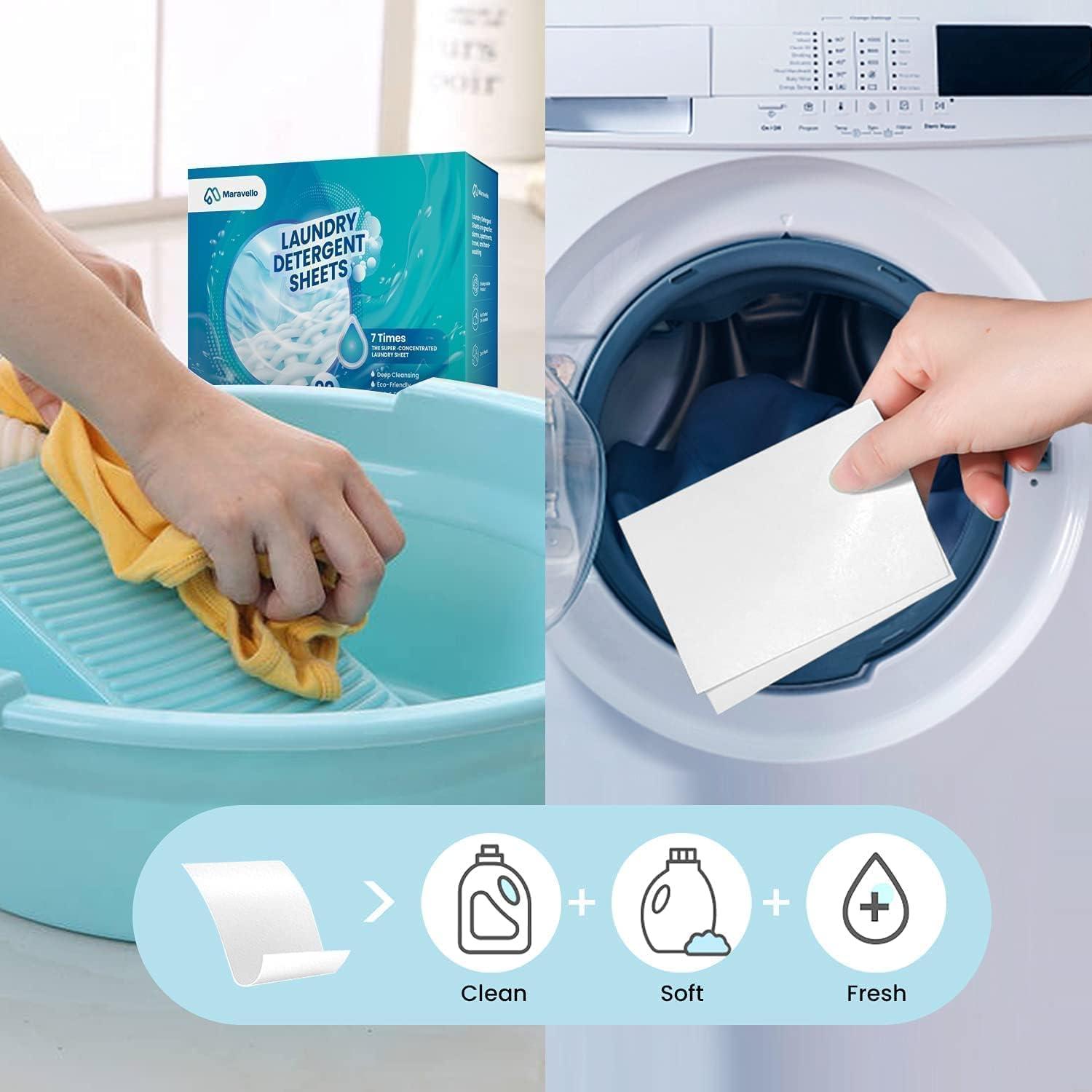 Hojas de Detergente para Ropa Maravello - 120 Lavados, Aroma Fresco