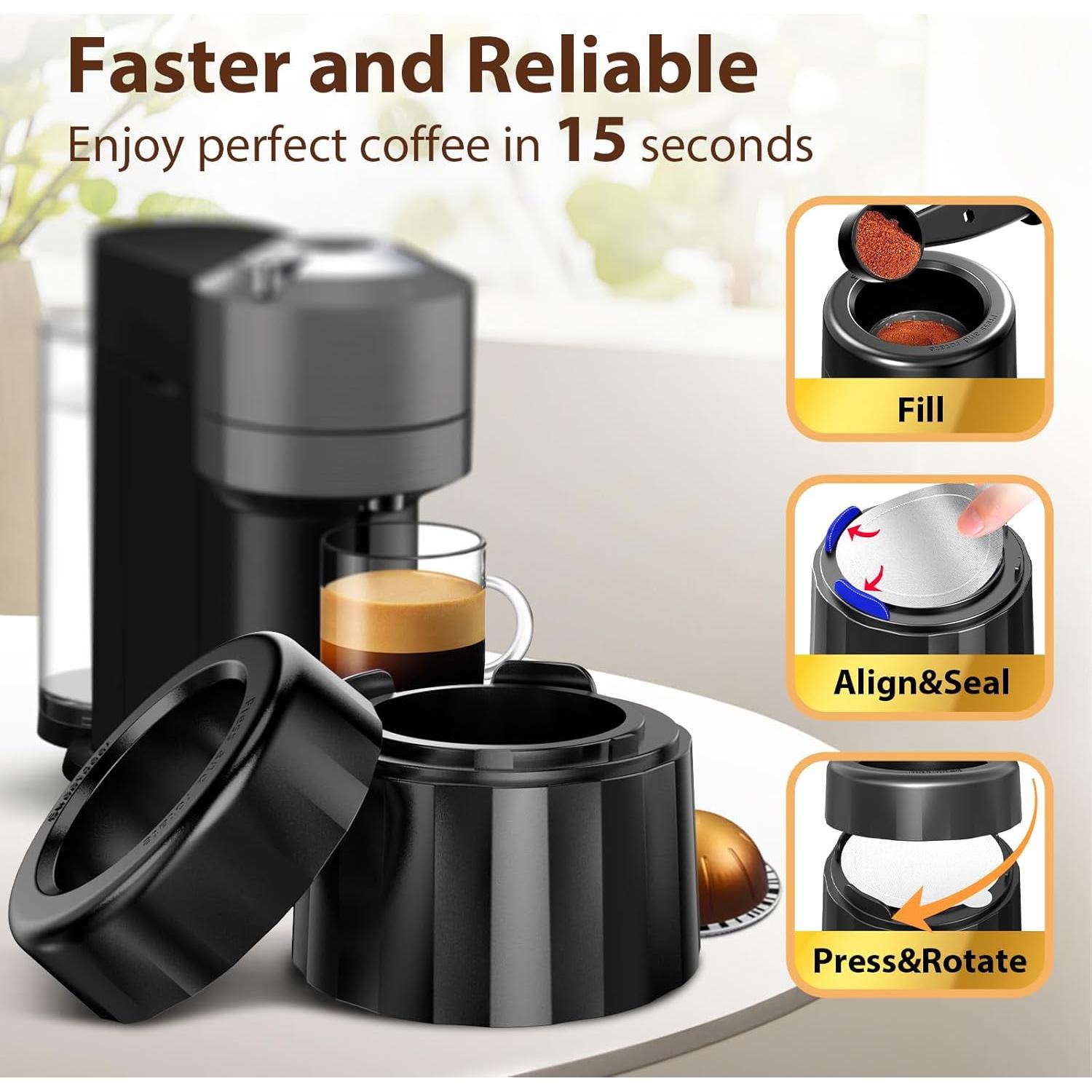 Kit de Cápsulas Reutilizables Nespresso Vertuo SWEETDEER 60 Unidades