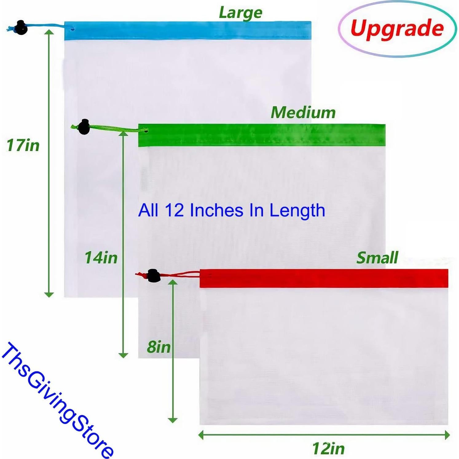 Bolsas de Malla Reutilizables ThsGivingStore - 3 Tamaños