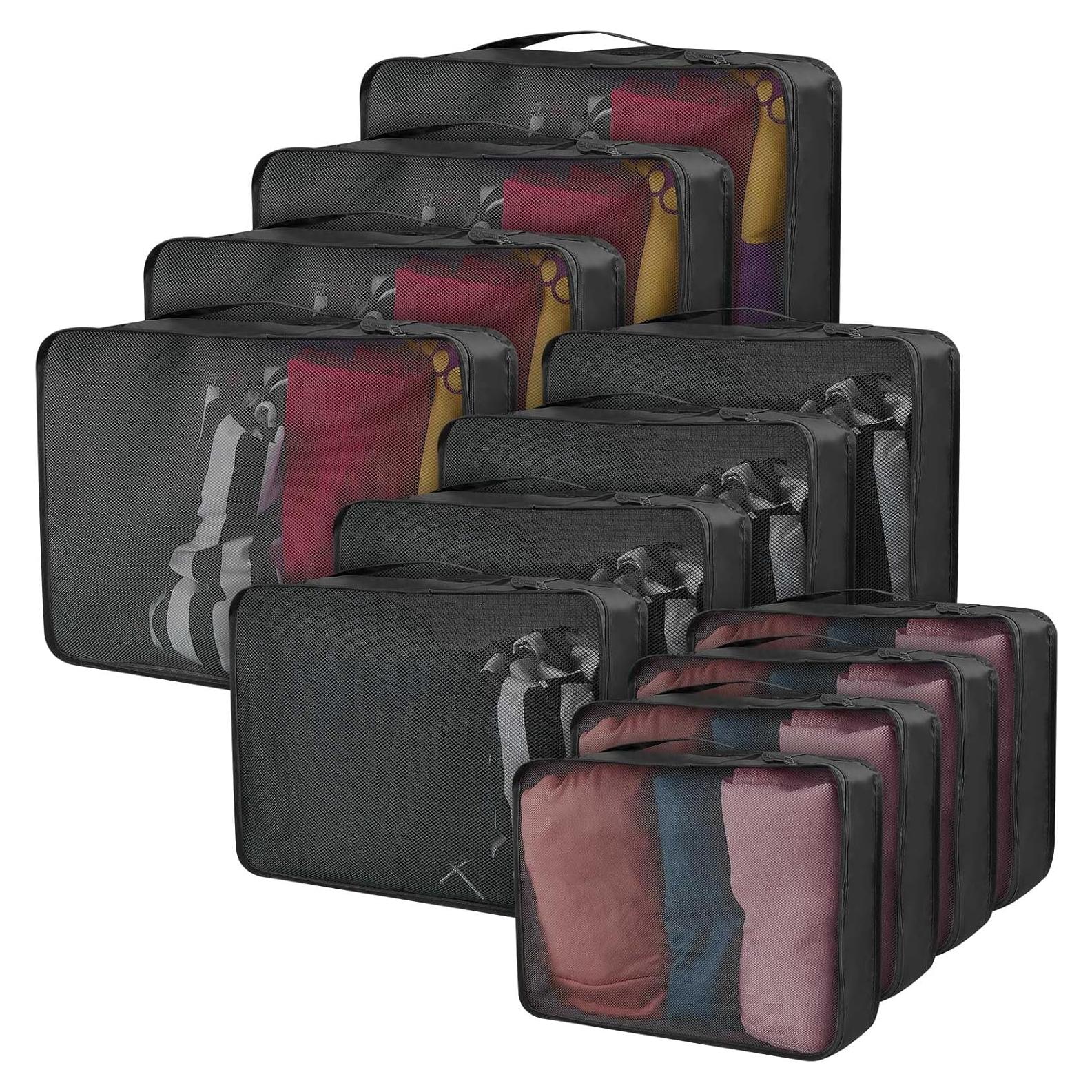 Cubos de Empaque Silkfly 12 Pcs Organizador de Viaje Negro