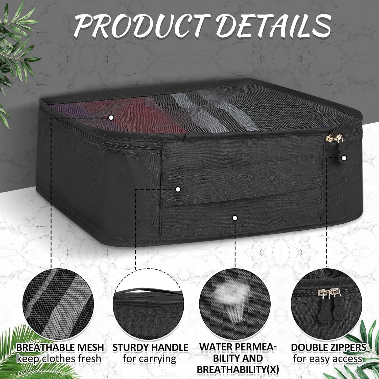 Cubos de Empaque Silkfly 12 Pcs Organizador de Viaje Negro