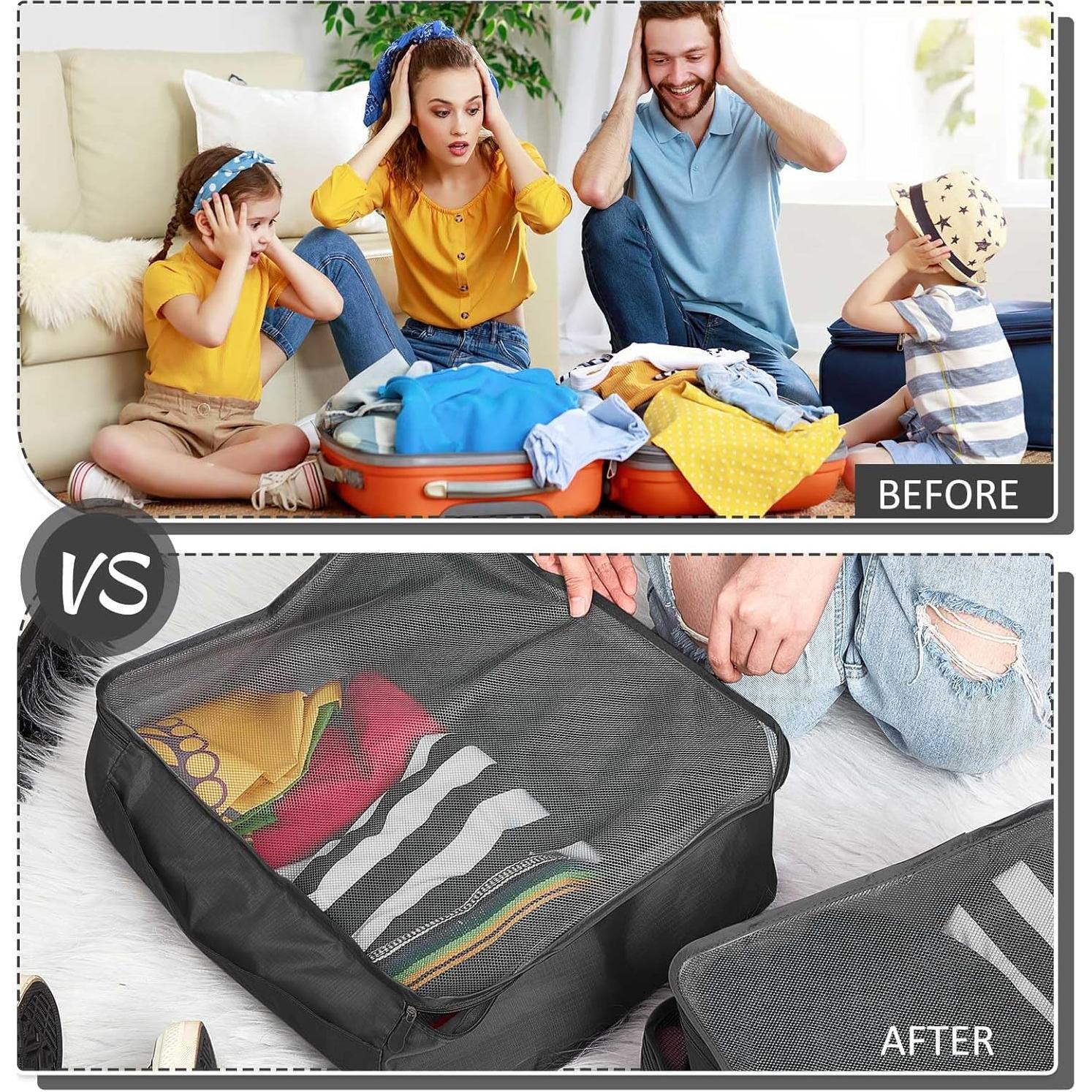 Cubos de Empaque Silkfly 12 Pcs Organizador de Viaje Negro