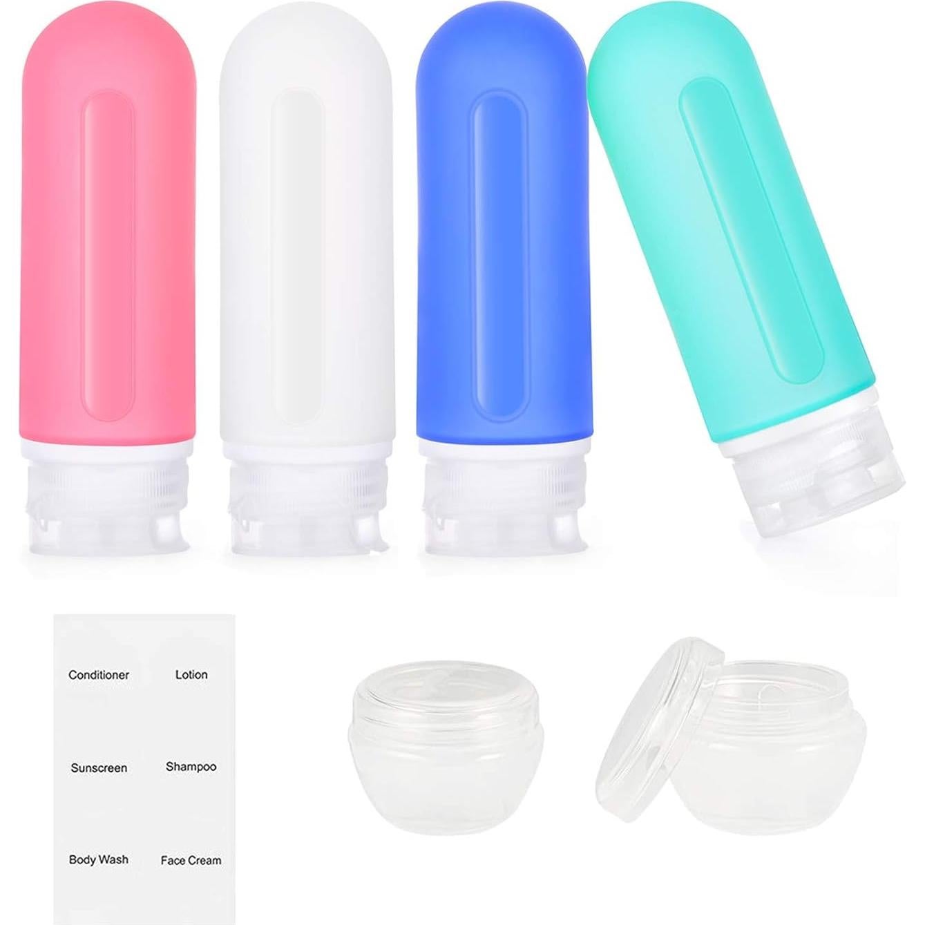 Botellas de viaje 3 oz ABUNRO a prueba de fugas 4+2 tarros