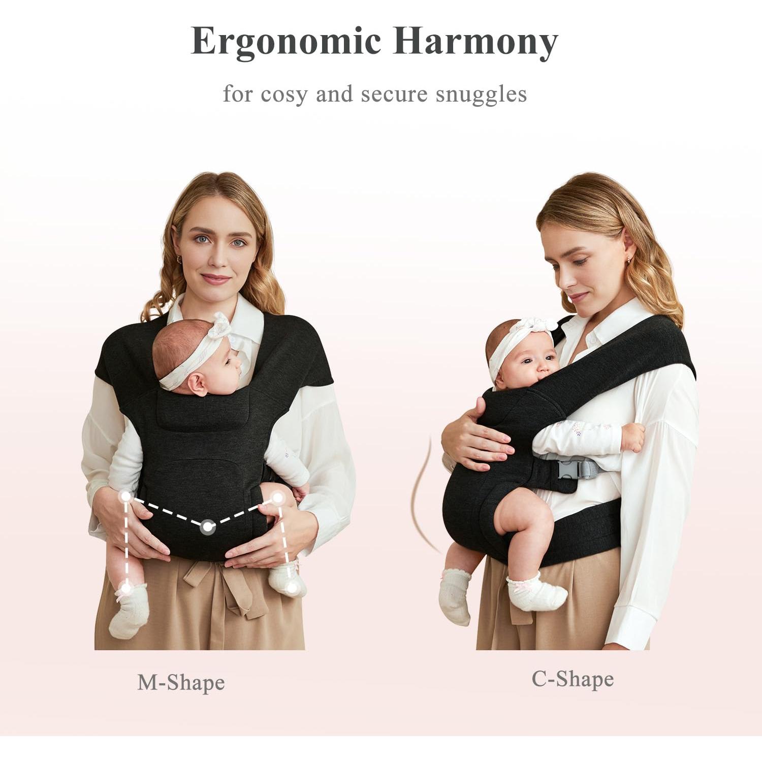 Portabebés ergonómico negro para recién nacidos YM019